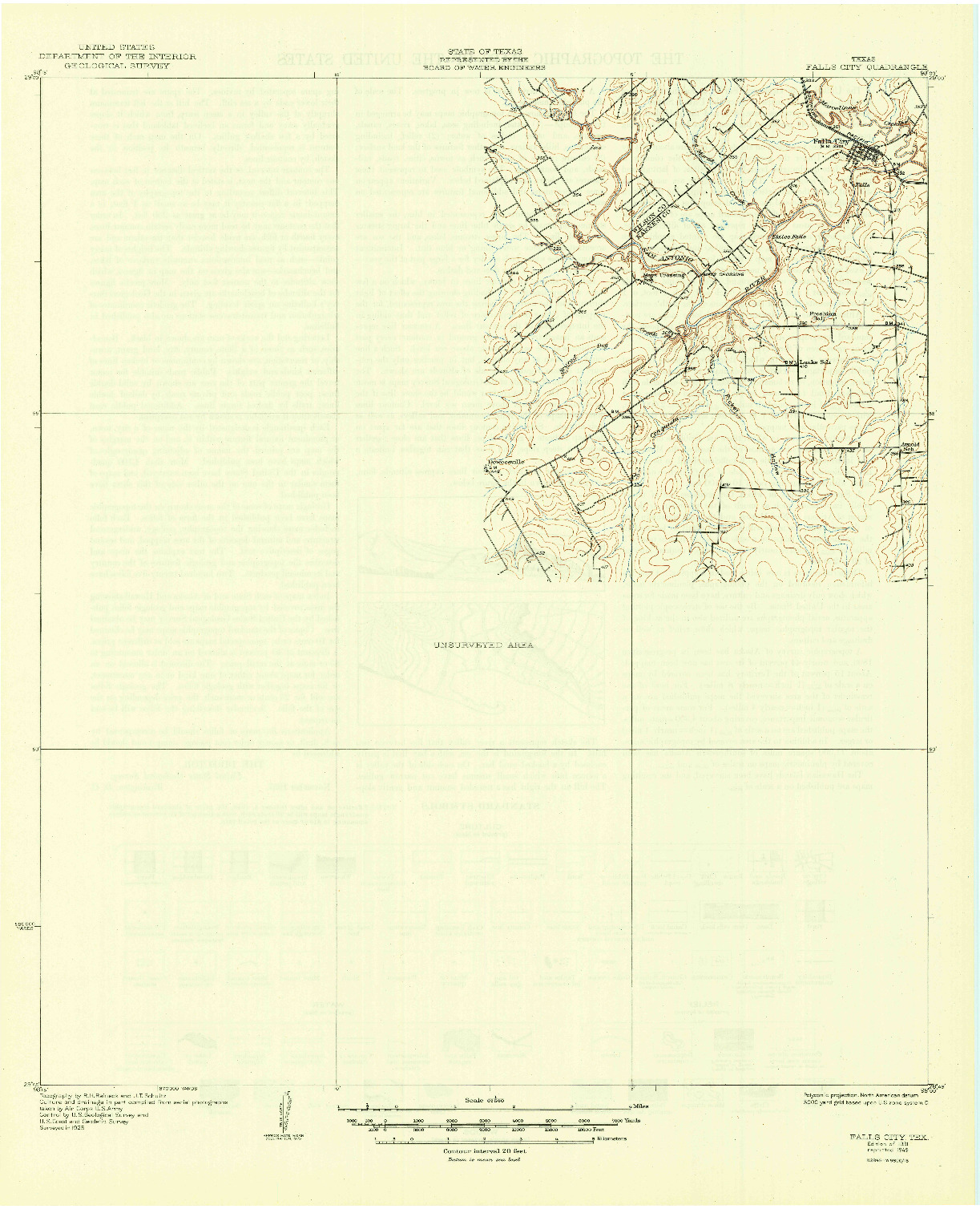 USGS 1:62500-SCALE QUADRANGLE FOR FALLS CITY, TX 1931