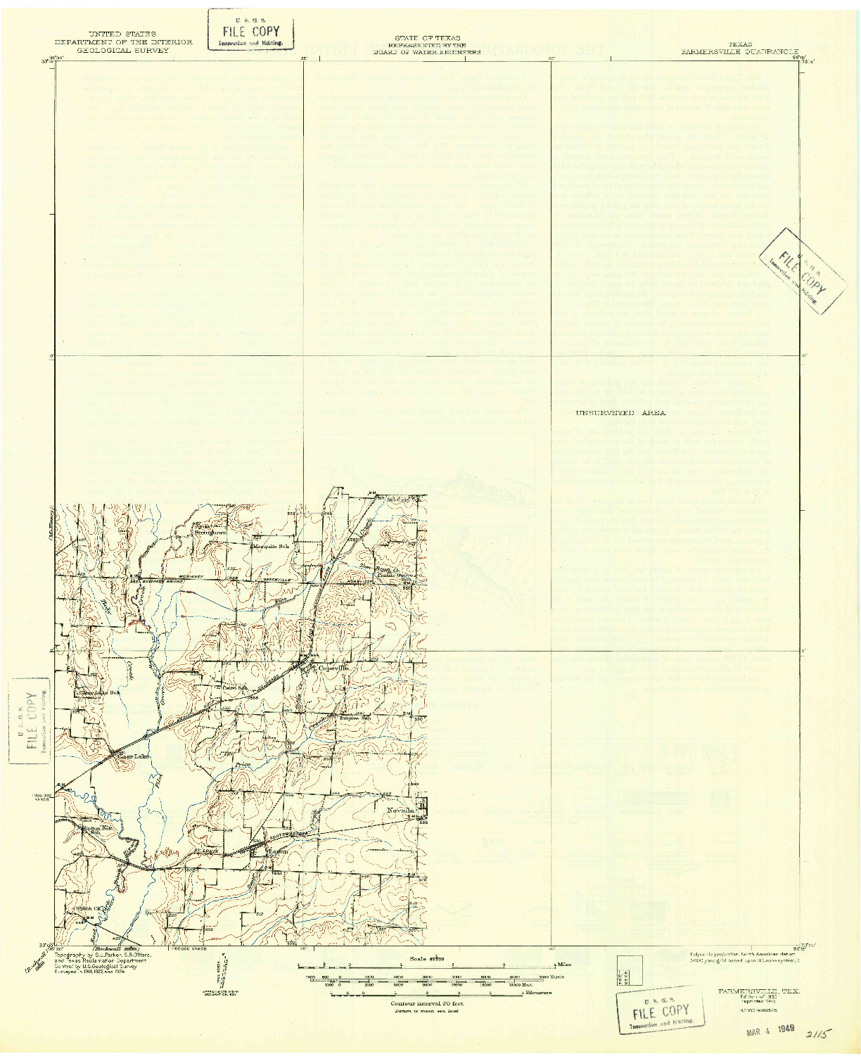 USGS 1:62500-SCALE QUADRANGLE FOR FARMERSVILLE, TX 1930