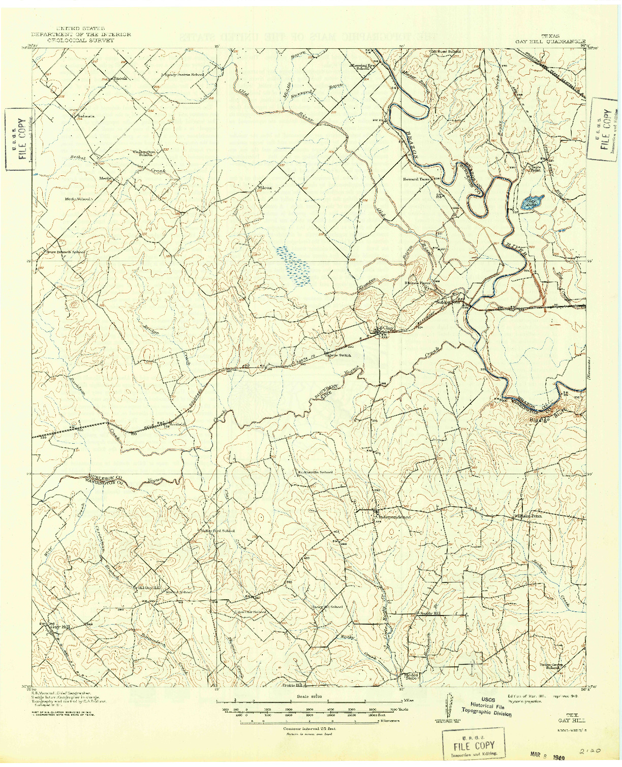 USGS 1:62500-SCALE QUADRANGLE FOR GAY HILL, TX 1914
