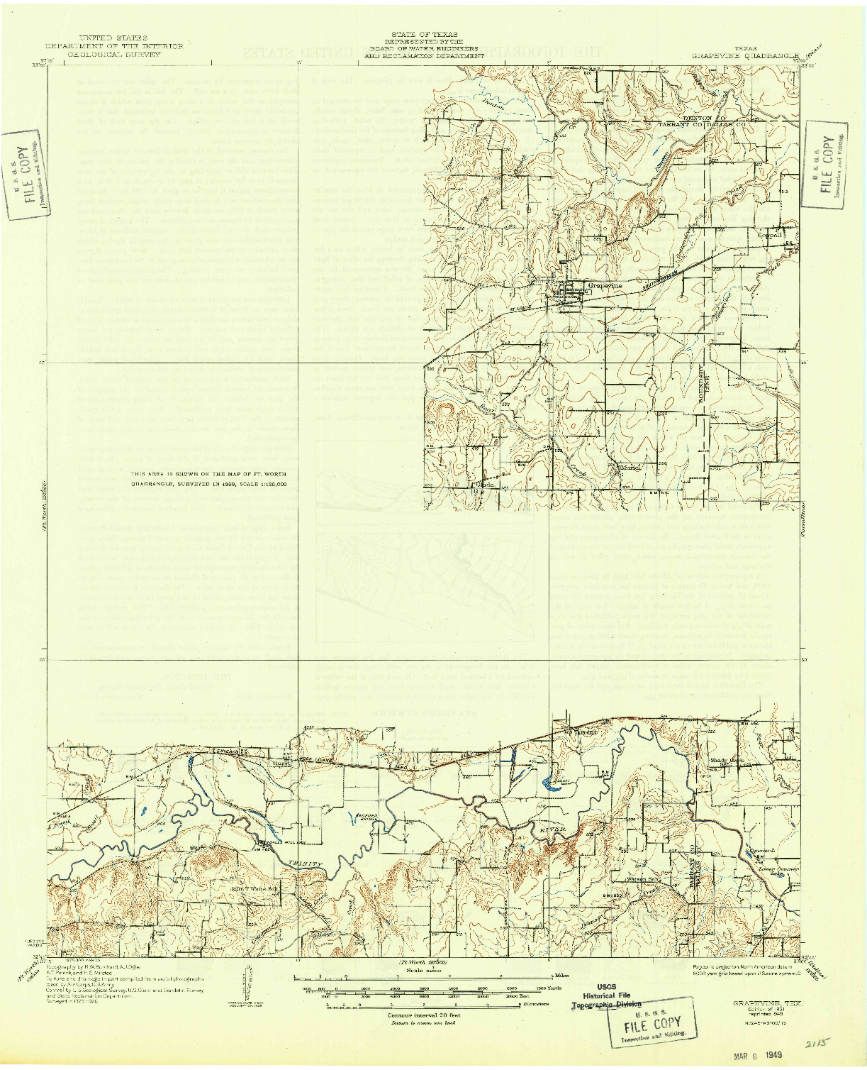 USGS 1:62500-SCALE QUADRANGLE FOR GRAPEVINE, TX 1931