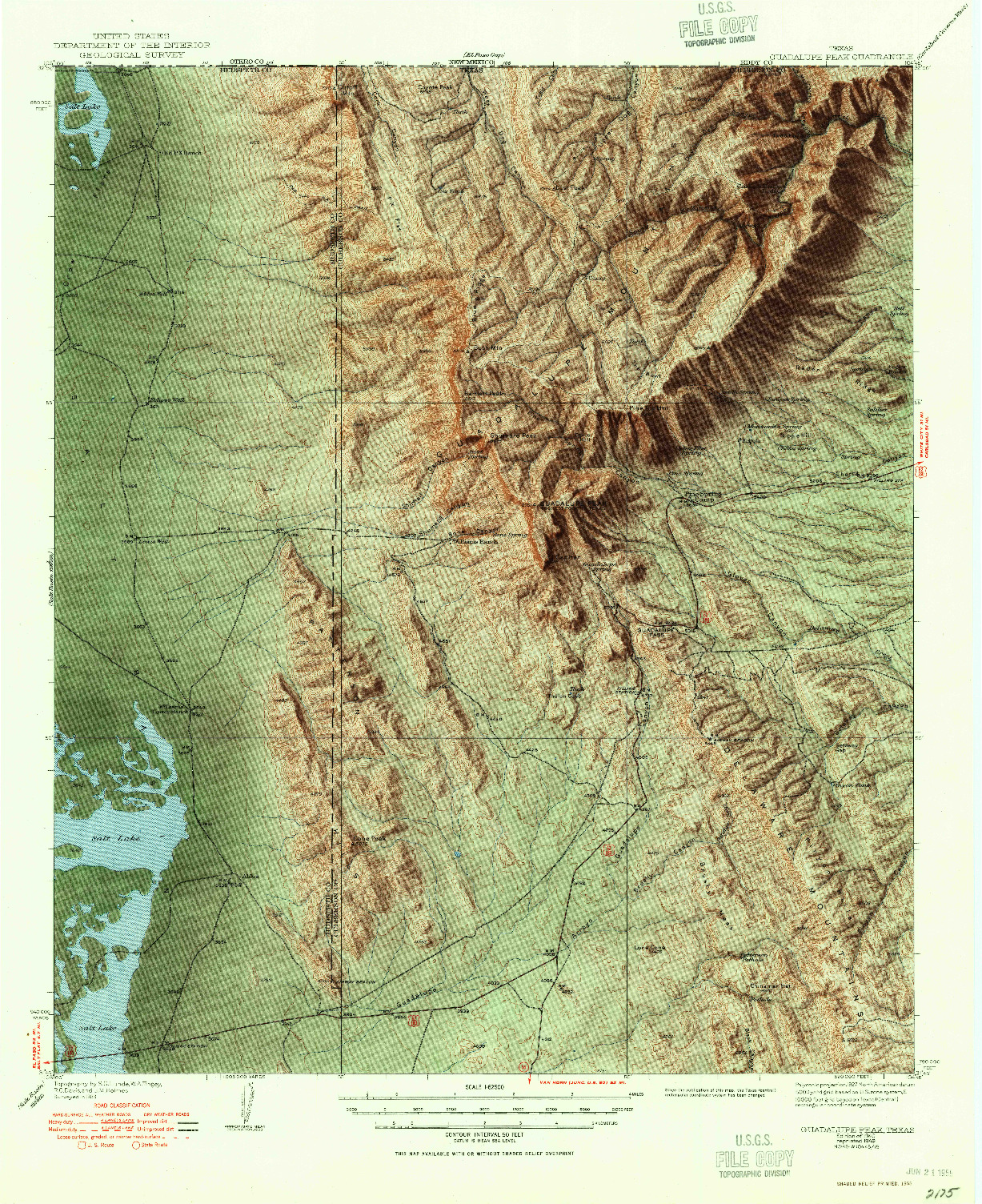 USGS 1:62500-SCALE QUADRANGLE FOR GUADALUPE PEAK, TX 1940