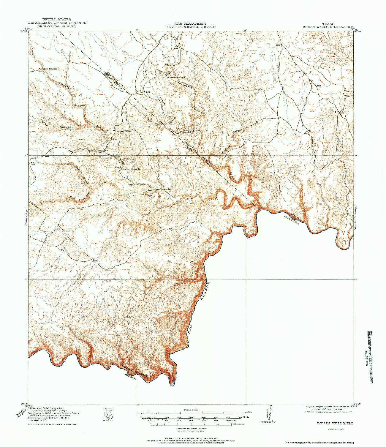 USGS 1:62500-SCALE QUADRANGLE FOR INDIAN WELLS, TX 1918