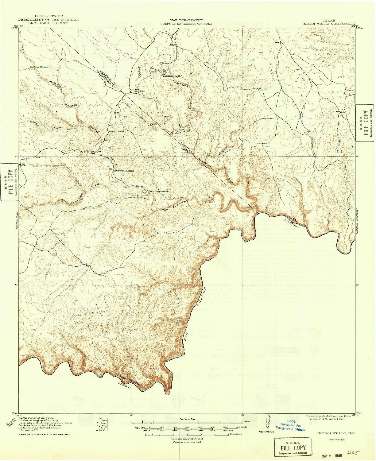 USGS 1:62500-SCALE QUADRANGLE FOR INDIAN WELLS, TX 1918