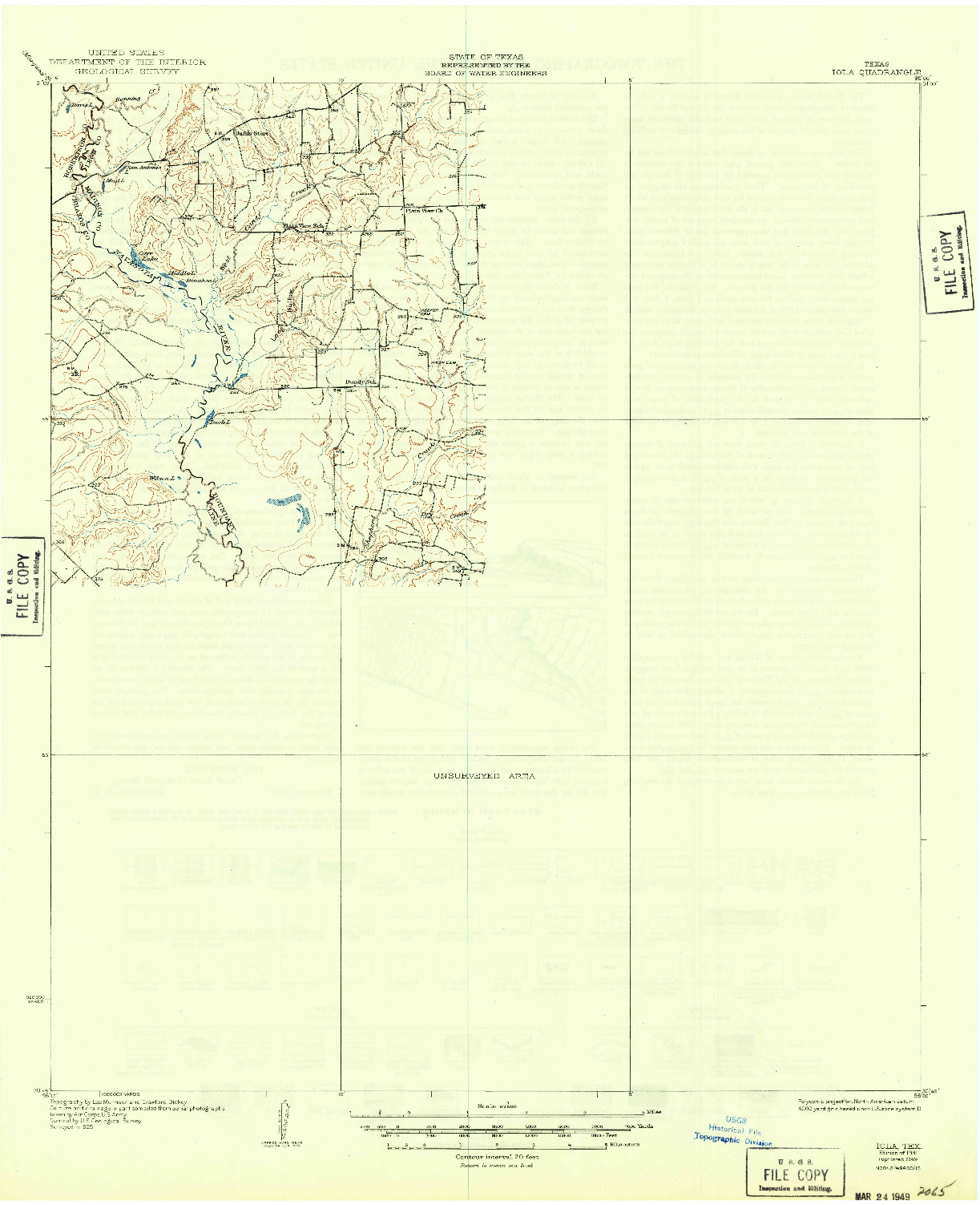 USGS 1:62500-SCALE QUADRANGLE FOR IOLA, TX 1931