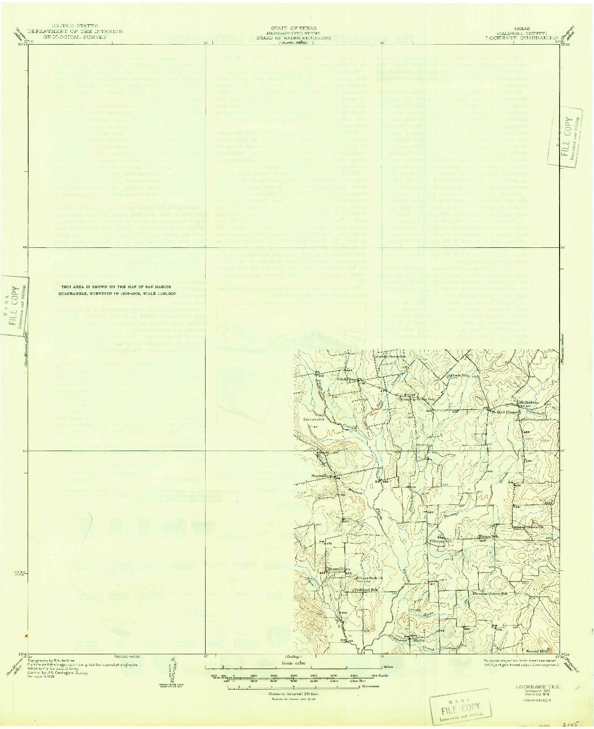 USGS 1:62500-SCALE QUADRANGLE FOR LOCKHART, TX 1930