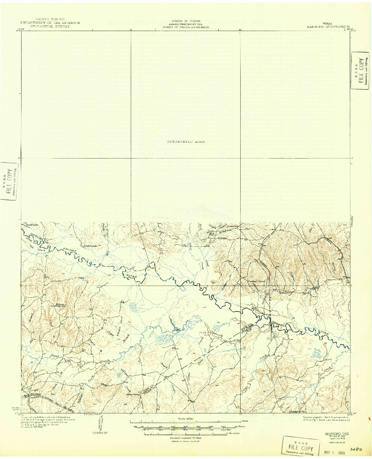 USGS 1:62500-SCALE QUADRANGLE FOR MANNING, TX 1932