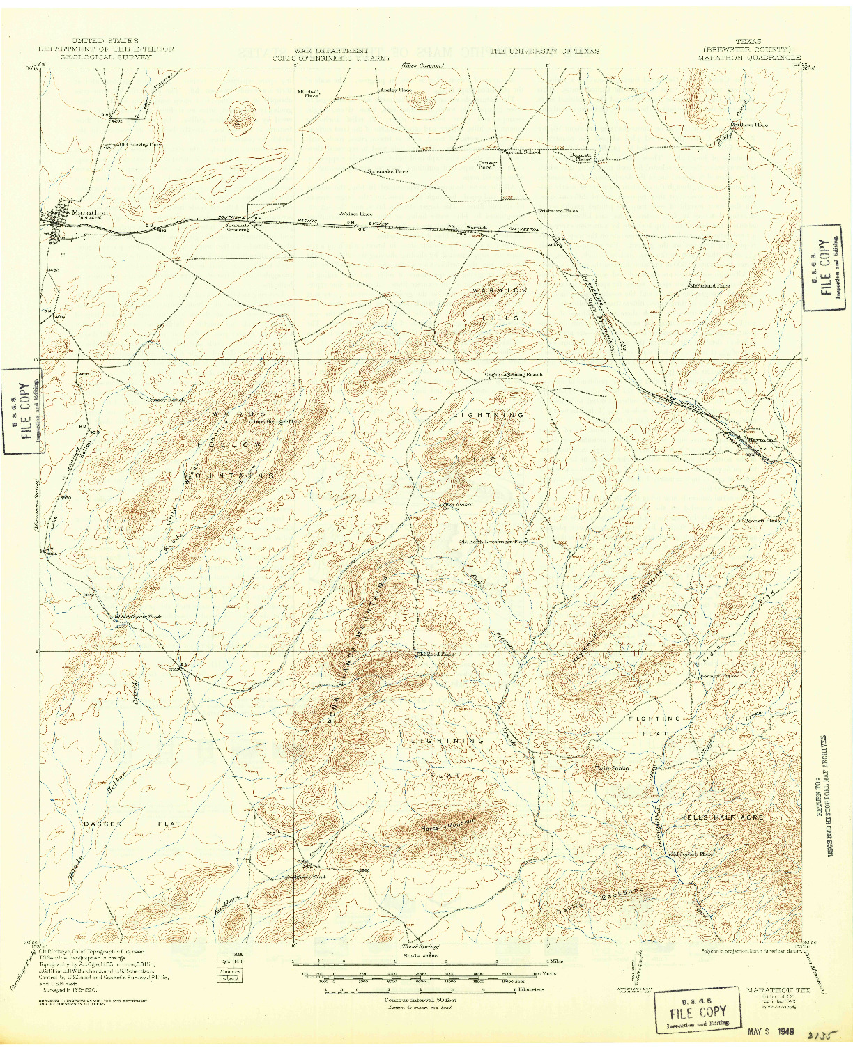 USGS 1:62500-SCALE QUADRANGLE FOR MARATHON, TX 1921