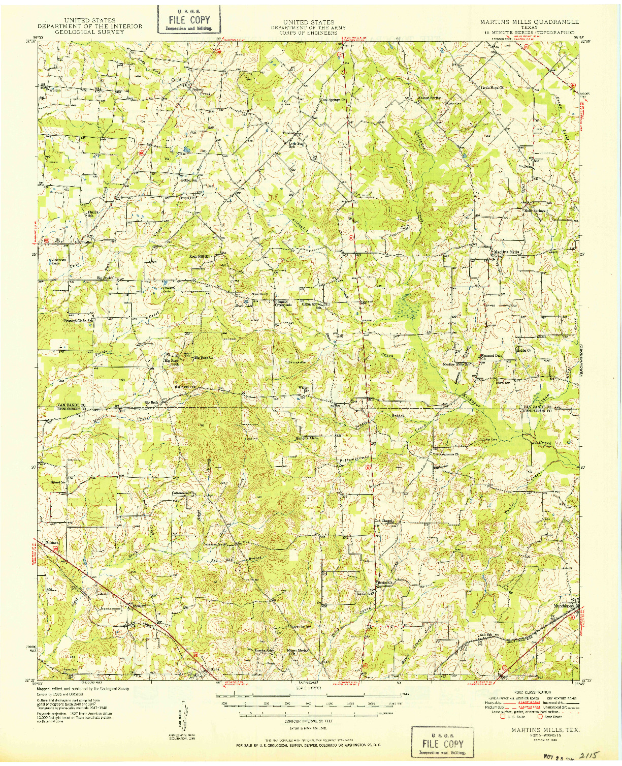 USGS 1:62500-SCALE QUADRANGLE FOR MARTINS MILL, TX 1949