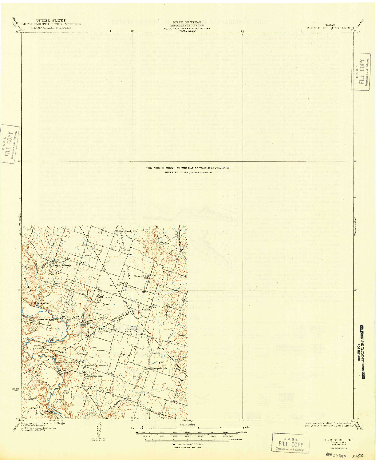 USGS 1:62500-SCALE QUADRANGLE FOR MC GREGOR, TX 1931