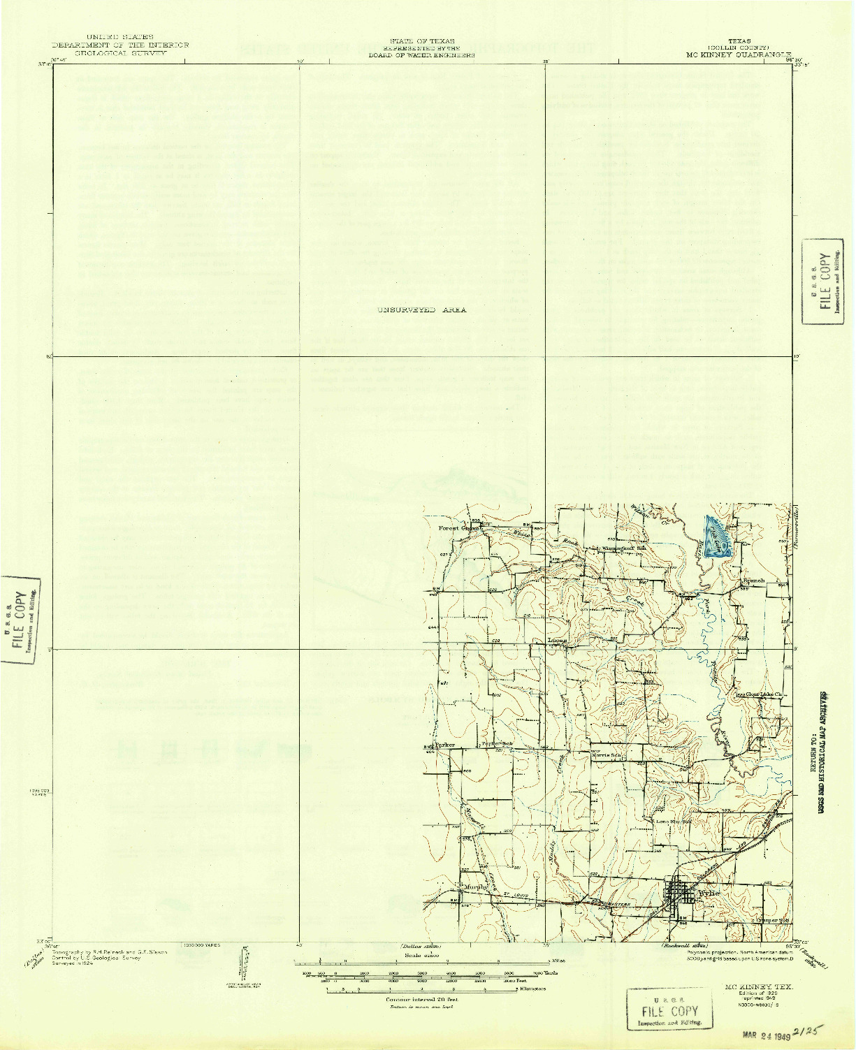 USGS 1:62500-SCALE QUADRANGLE FOR MCKINNEY, TX 1929