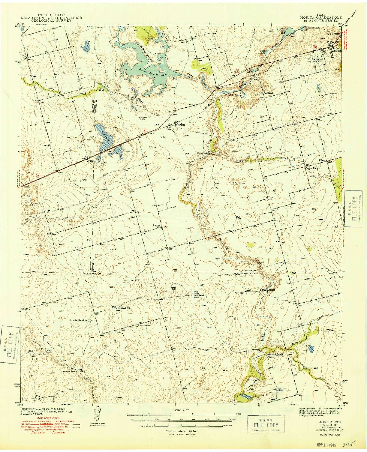 USGS 1:62500-SCALE QUADRANGLE FOR MORITA, TX 1949