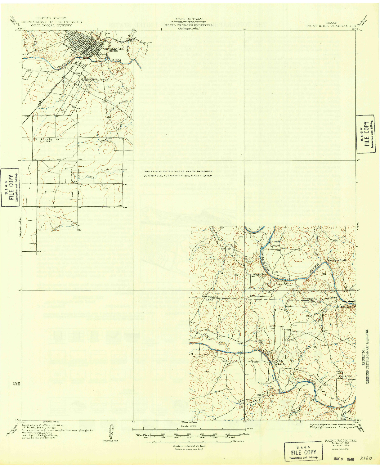 USGS 1:62500-SCALE QUADRANGLE FOR PAINT ROCK, TX 1932