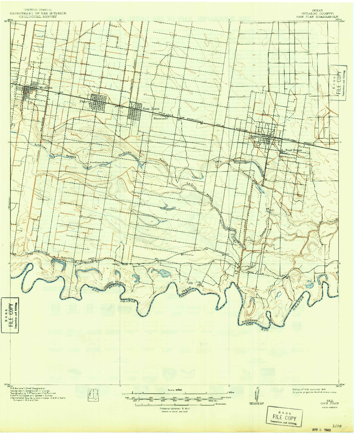 USGS 1:62500-SCALE QUADRANGLE FOR SAN JUAN, TX 1916