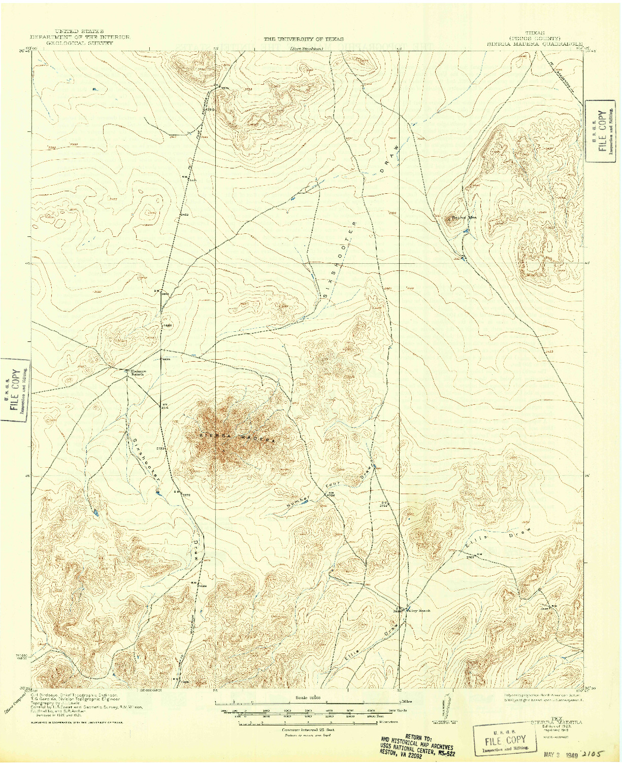 USGS 1:62500-SCALE QUADRANGLE FOR SIERRA MADERA, TX 1923