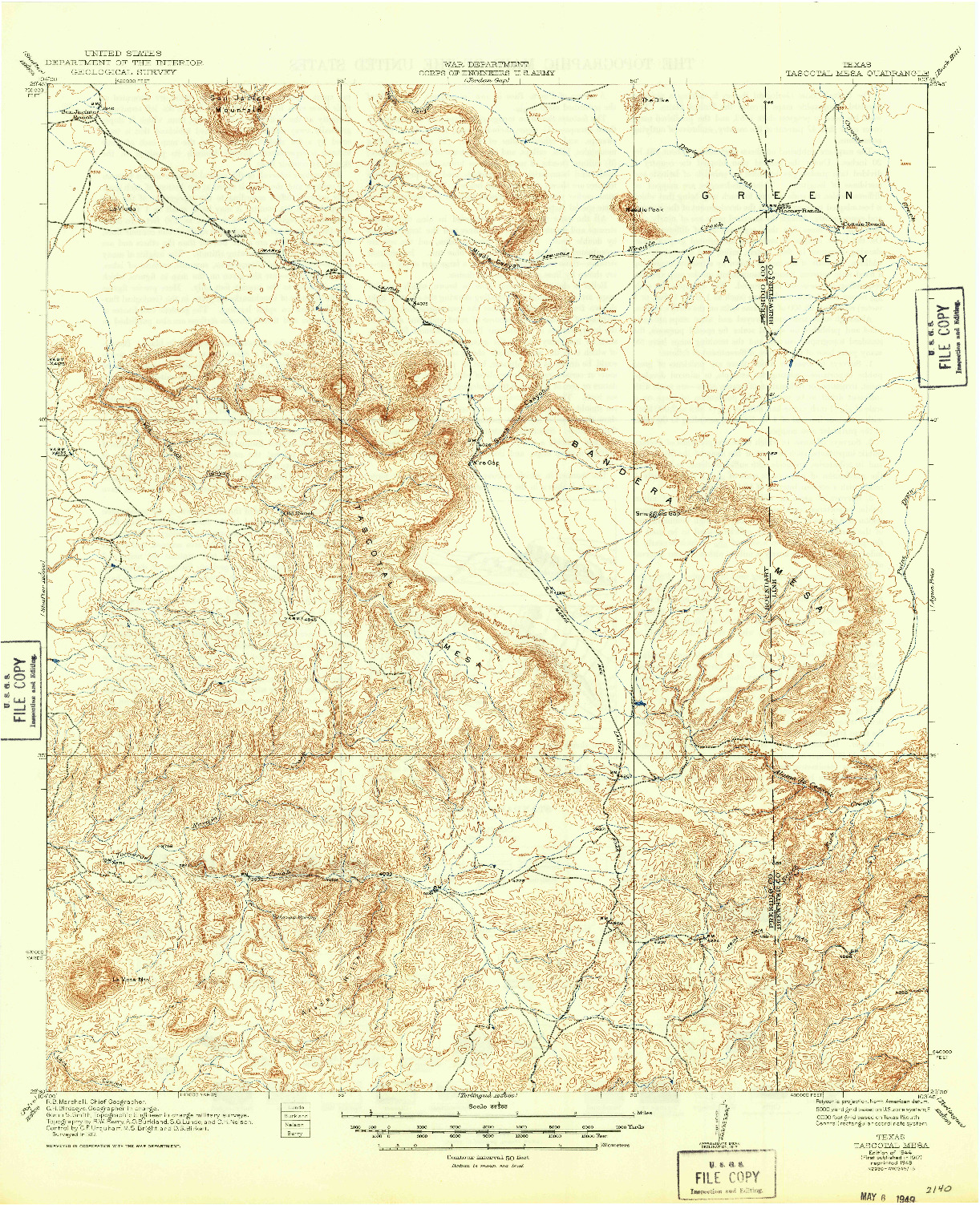 USGS 1:62500-SCALE QUADRANGLE FOR TASCOTAL MESA, TX 1944