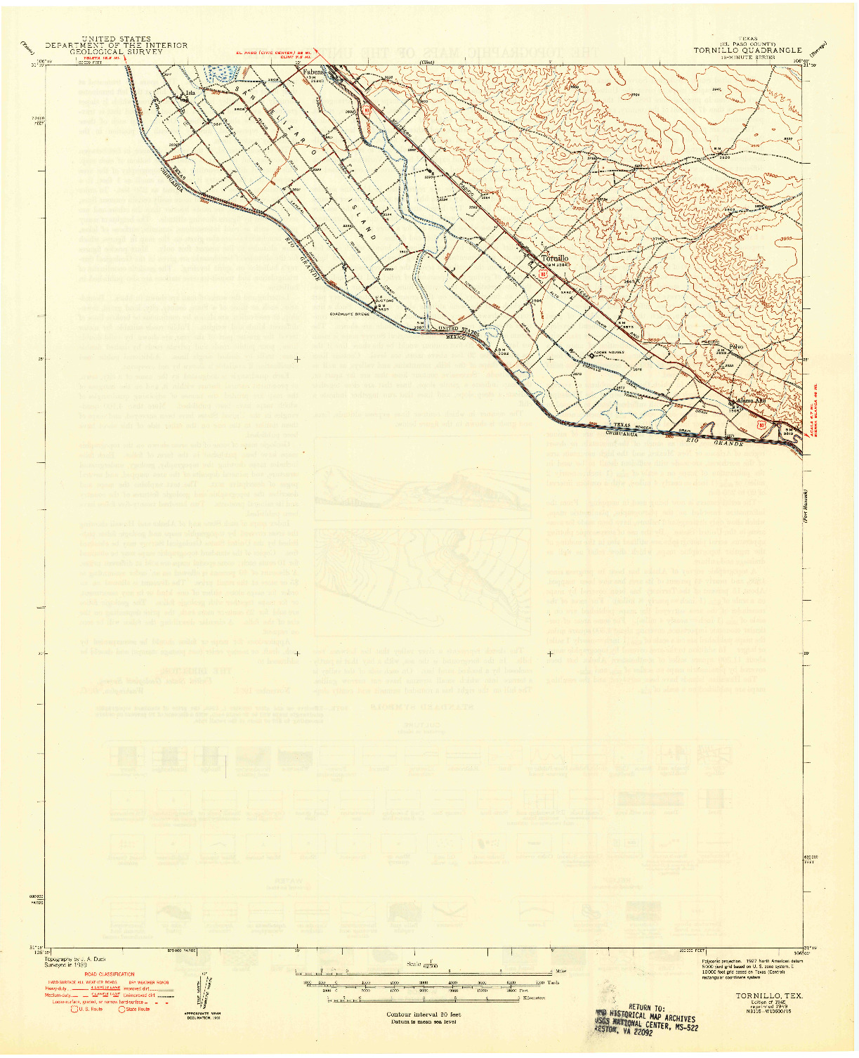 USGS 1:62500-SCALE QUADRANGLE FOR TORNILLO, TX 1945