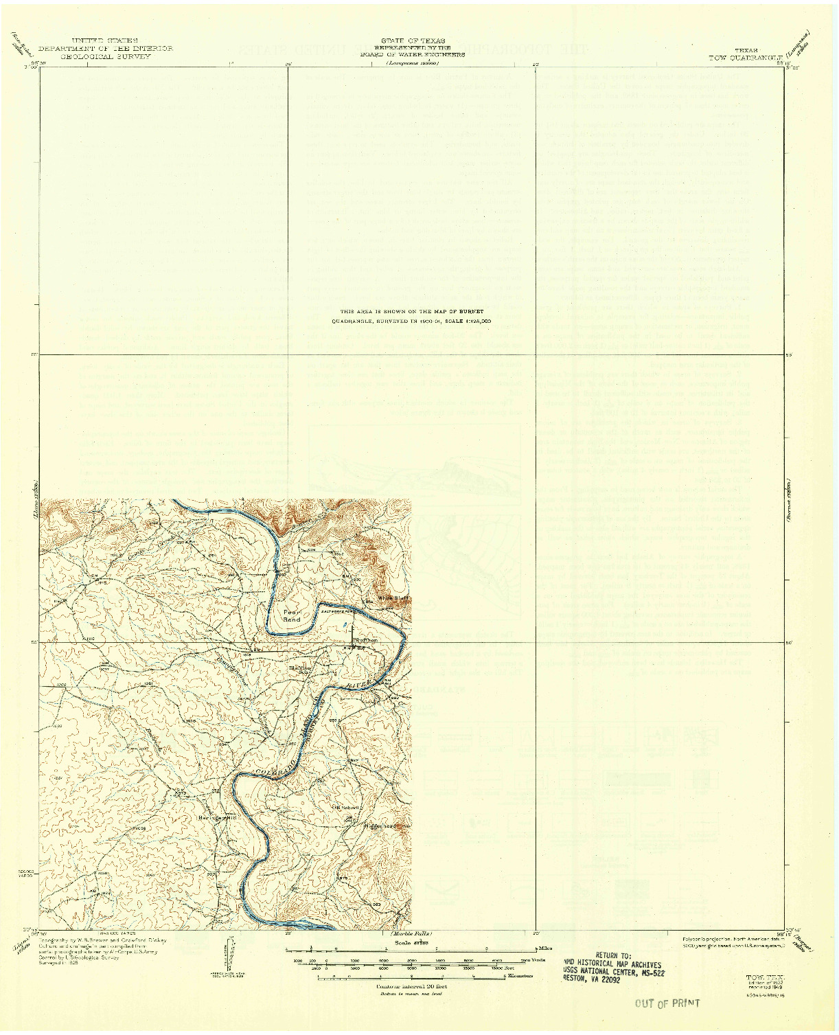 USGS 1:62500-SCALE QUADRANGLE FOR TOW, TX 1932