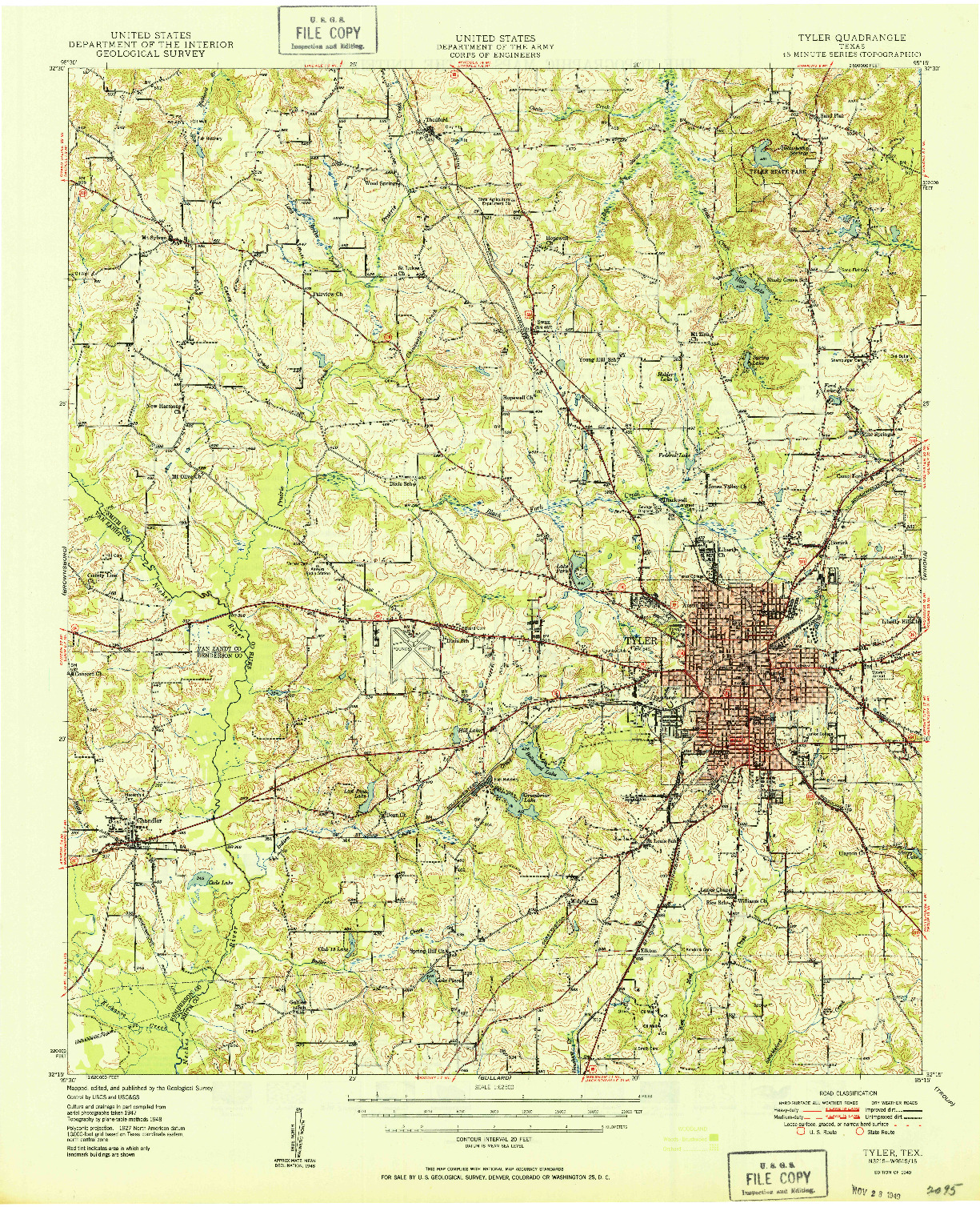 USGS 1:62500-SCALE QUADRANGLE FOR TYLER, TX 1949