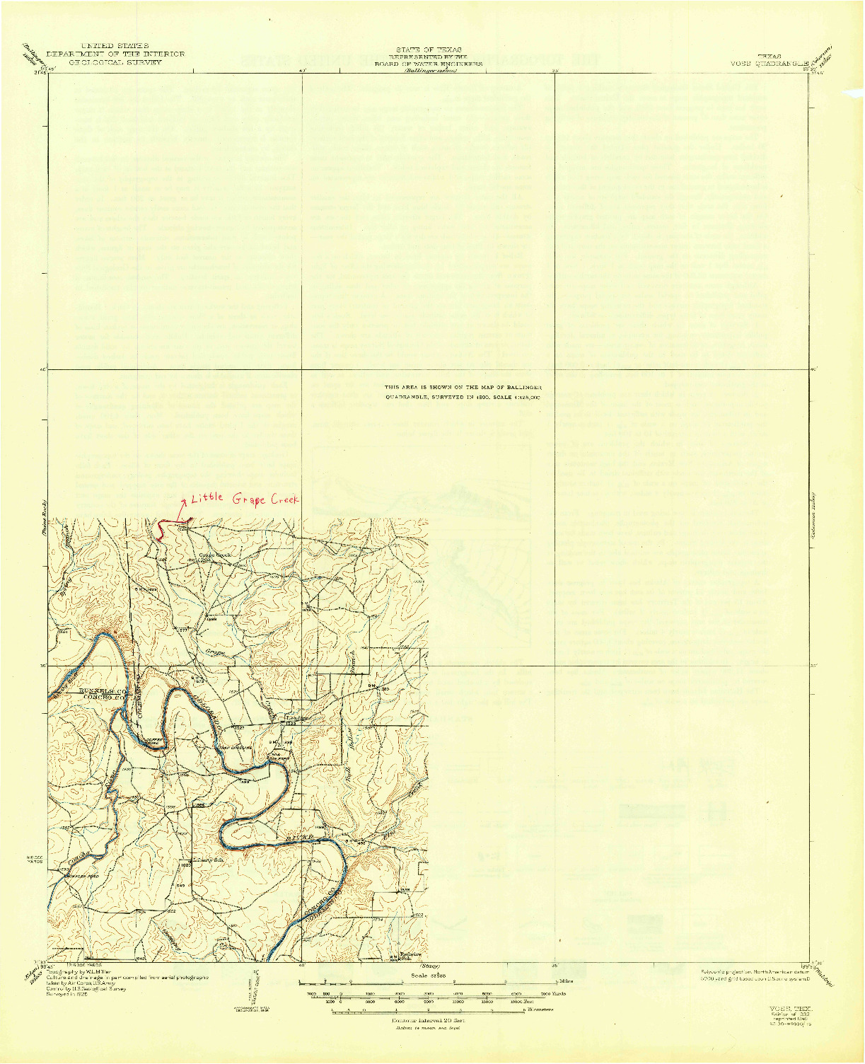 USGS 1:62500-SCALE QUADRANGLE FOR VOSS, TX 1932