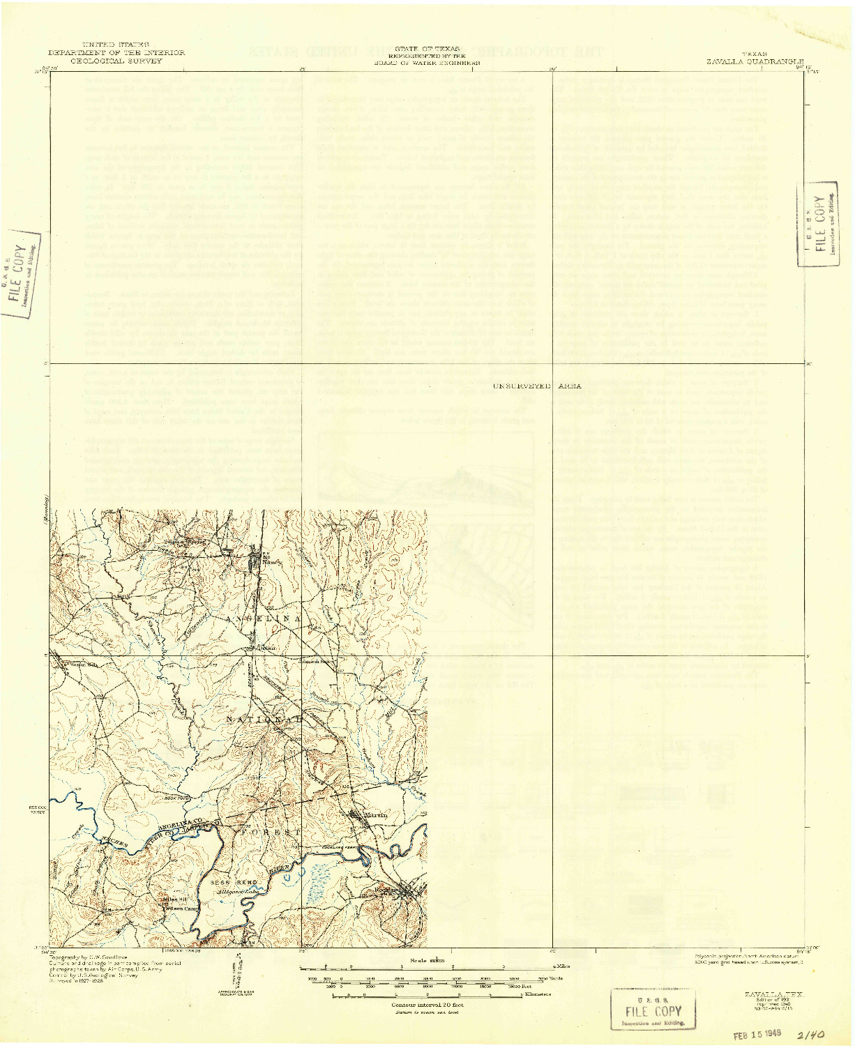 USGS 1:62500-SCALE QUADRANGLE FOR ZAVALLA, TX 1931