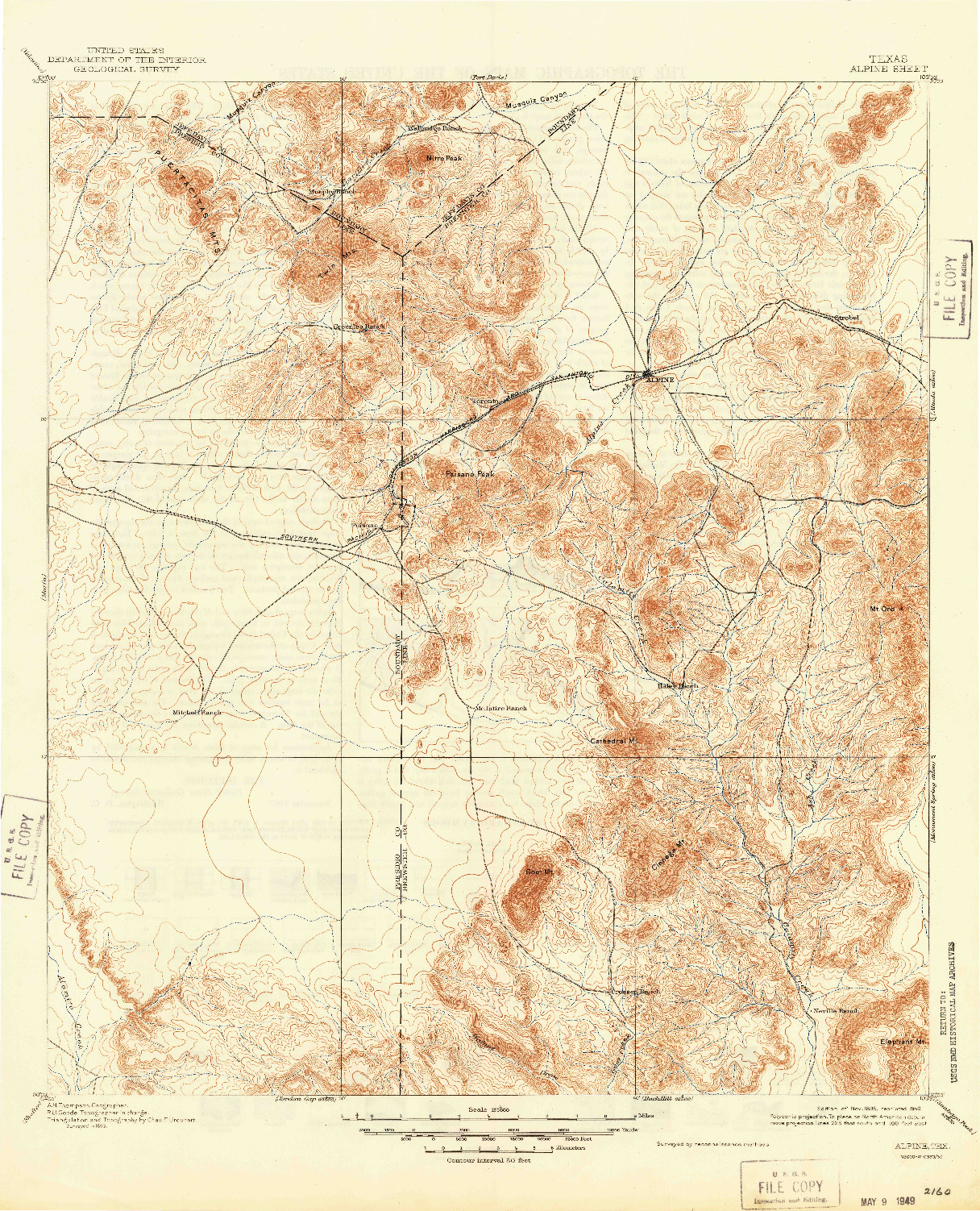 USGS 1:125000-SCALE QUADRANGLE FOR ALPINE, TX 1895