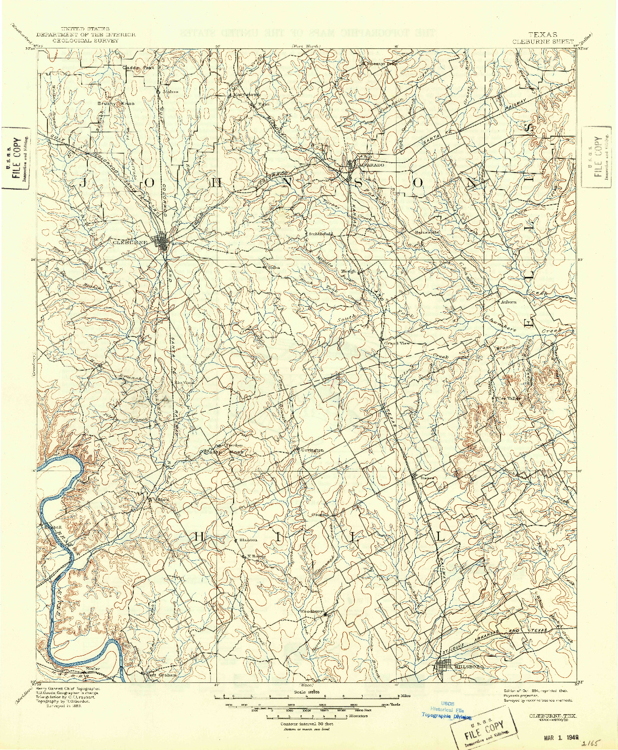 USGS 1:125000-SCALE QUADRANGLE FOR CLEBURNE, TX 1894