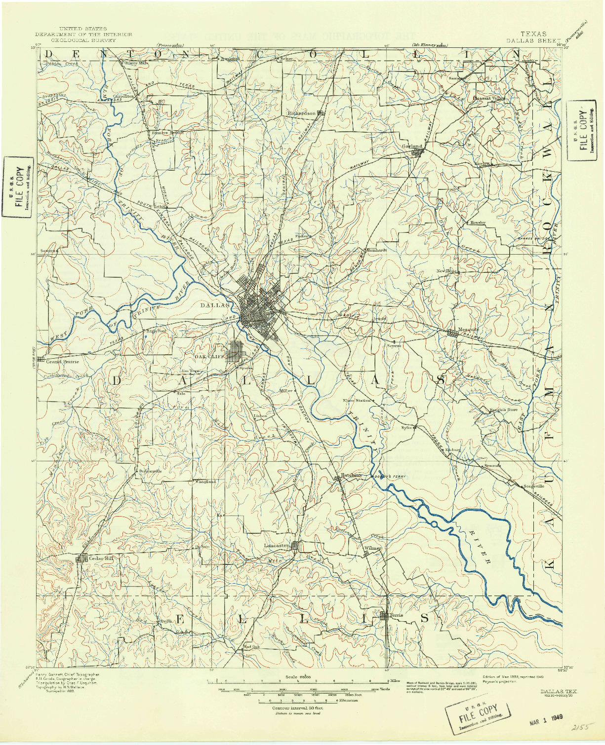 USGS 1:125000-SCALE QUADRANGLE FOR DALLAS, TX 1893