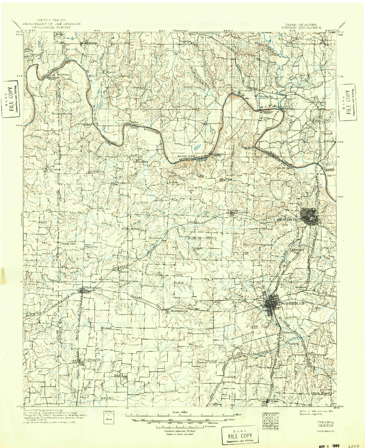 USGS 1:125000-SCALE QUADRANGLE FOR DENISON, TX 1901