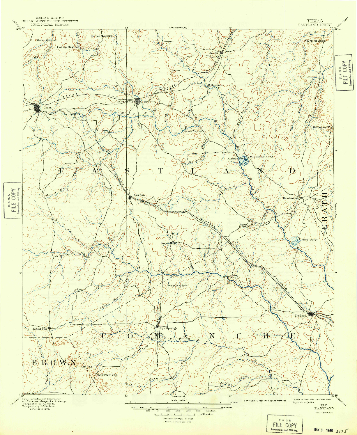 USGS 1:125000-SCALE QUADRANGLE FOR EASTLAND, TX 1894