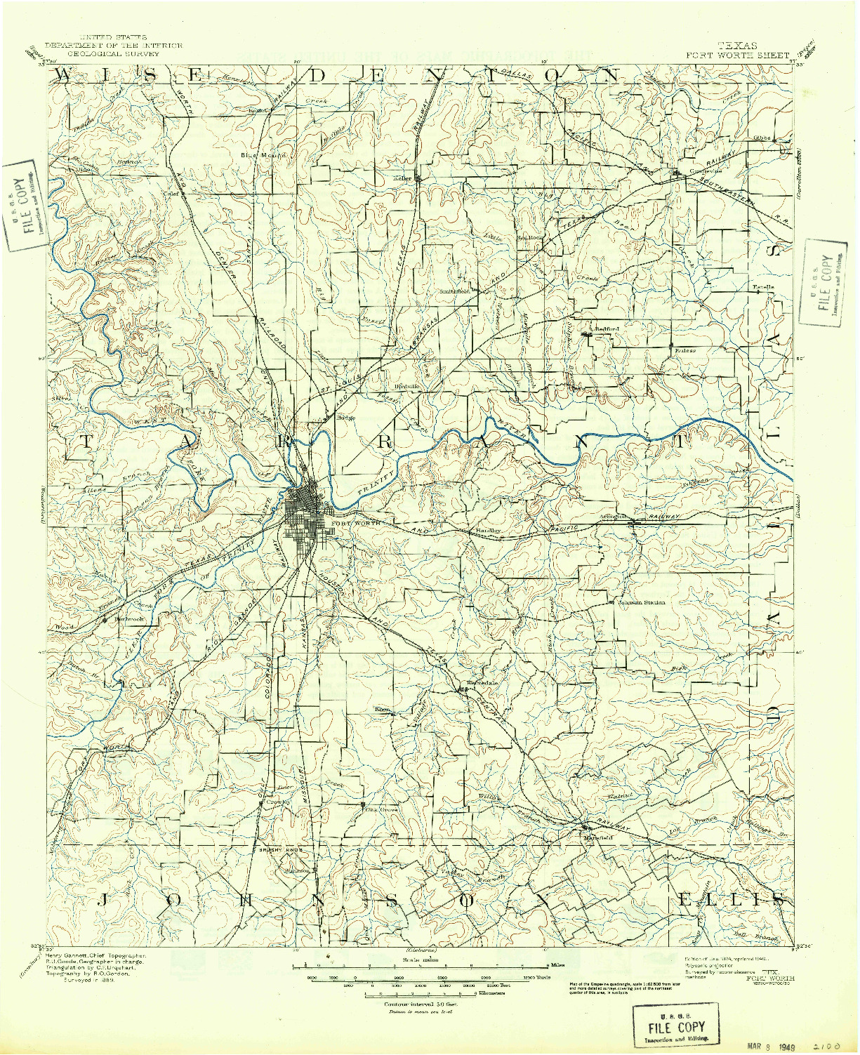USGS 1:125000-SCALE QUADRANGLE FOR FORT WORTH, TX 1894