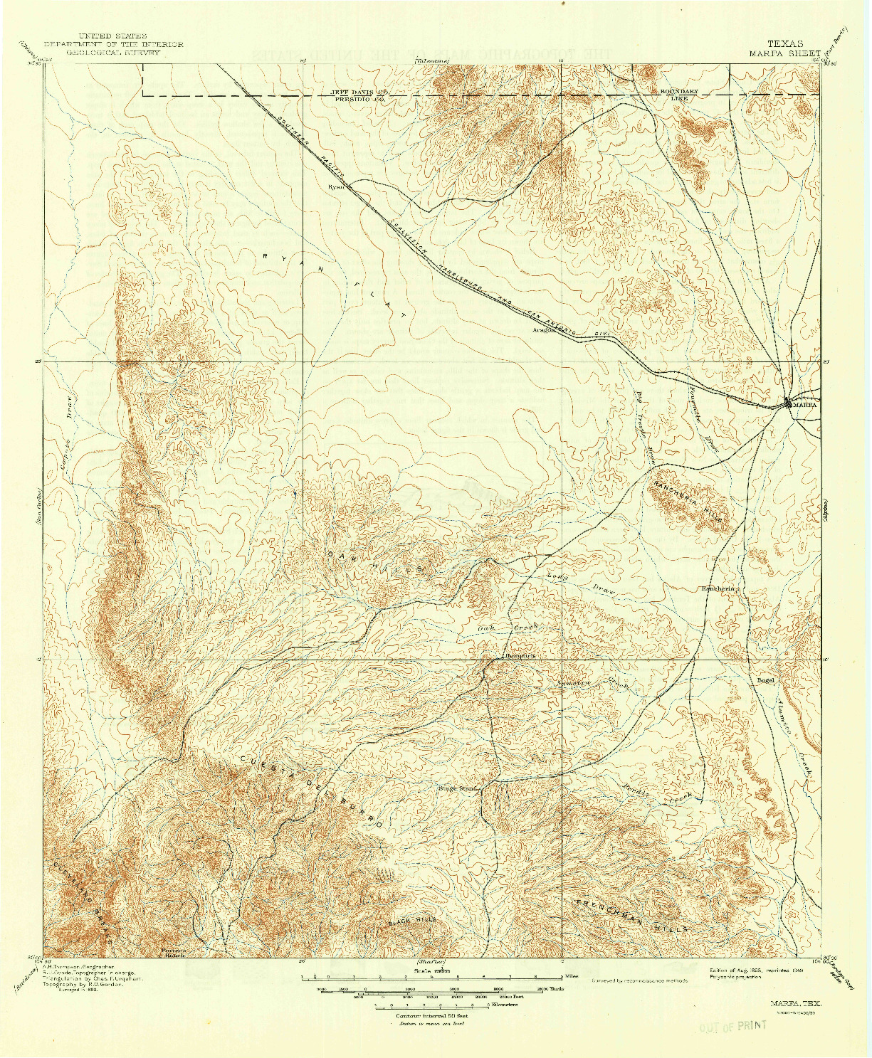 USGS 1:125000-SCALE QUADRANGLE FOR MARFA, TX 1895