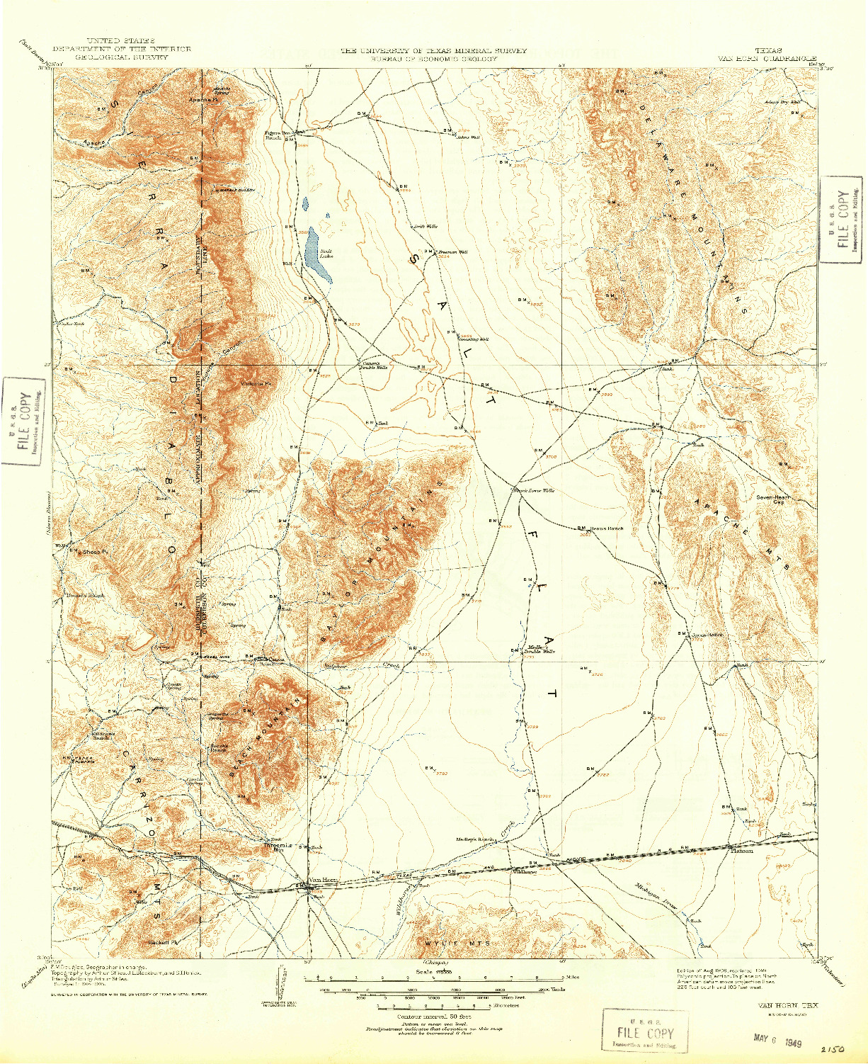 USGS 1:125000-SCALE QUADRANGLE FOR VAN HORN, TX 1906