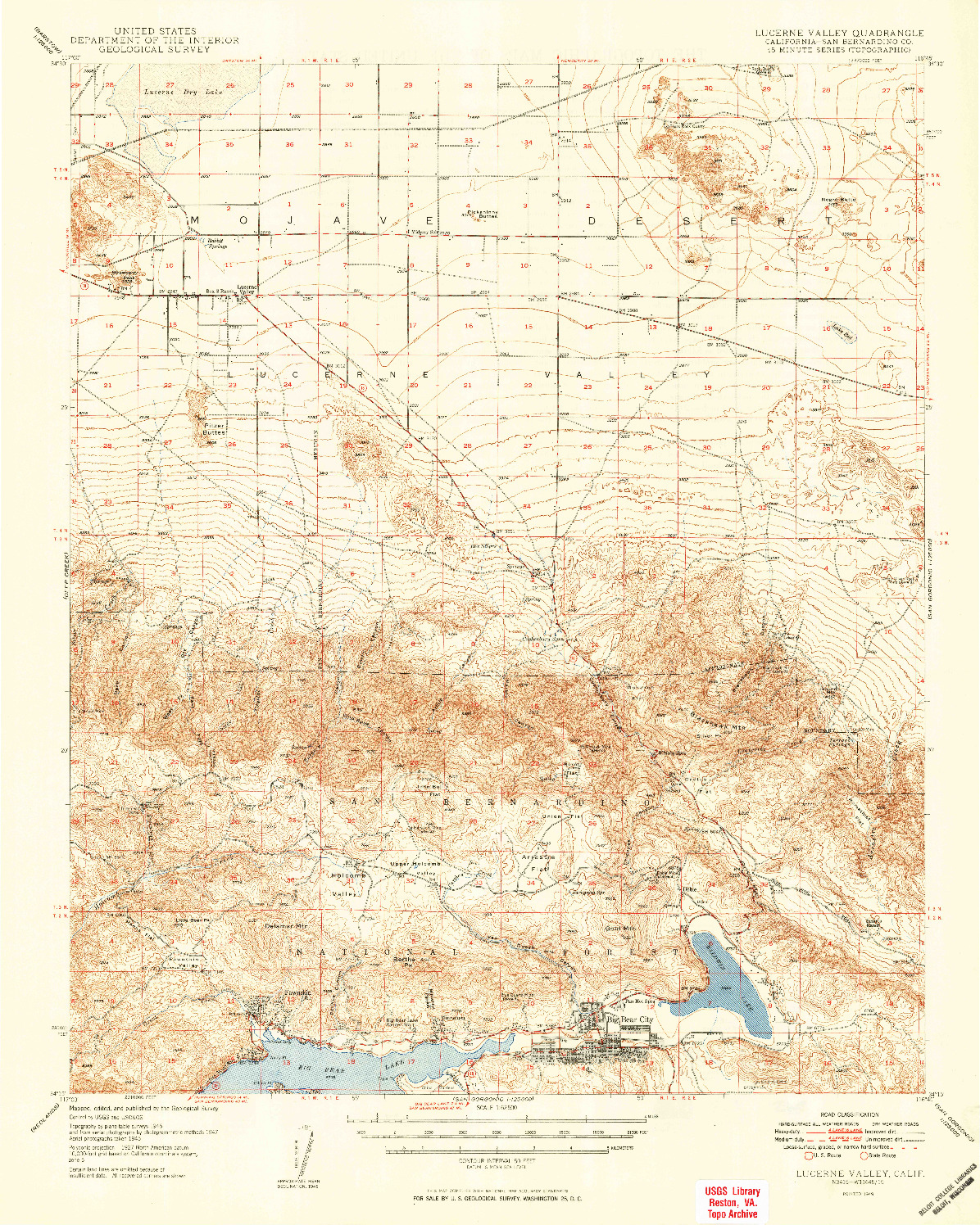 USGS 1:62500-SCALE QUADRANGLE FOR LUCERNE VALLEY, CA 1949