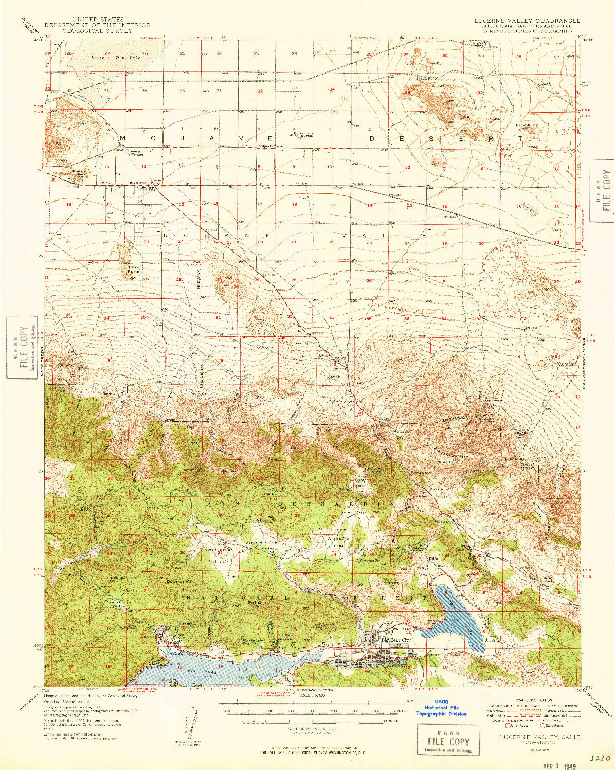 USGS 1:62500-SCALE QUADRANGLE FOR LUCERNE VALLEY, CA 1949