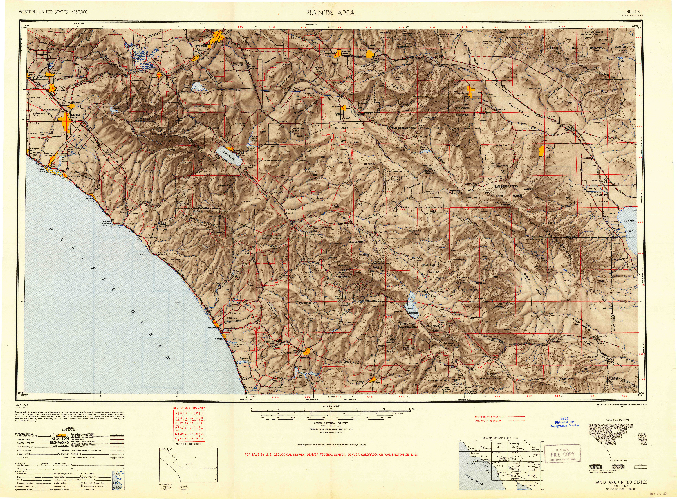 USGS 1:250000-SCALE QUADRANGLE FOR SANTA ANA, CA 1949