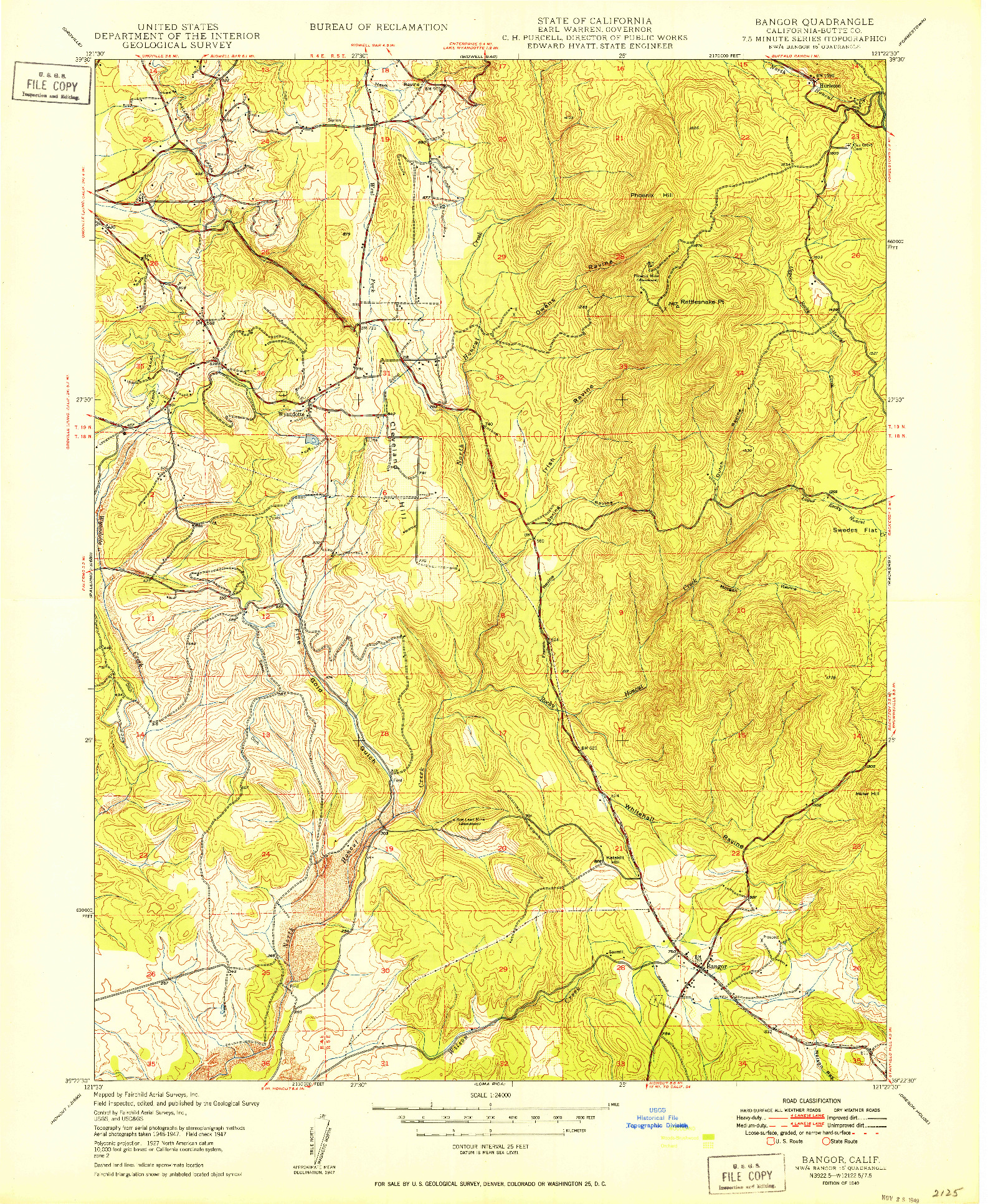 USGS 1:24000-SCALE QUADRANGLE FOR BANGOR, CA 1949