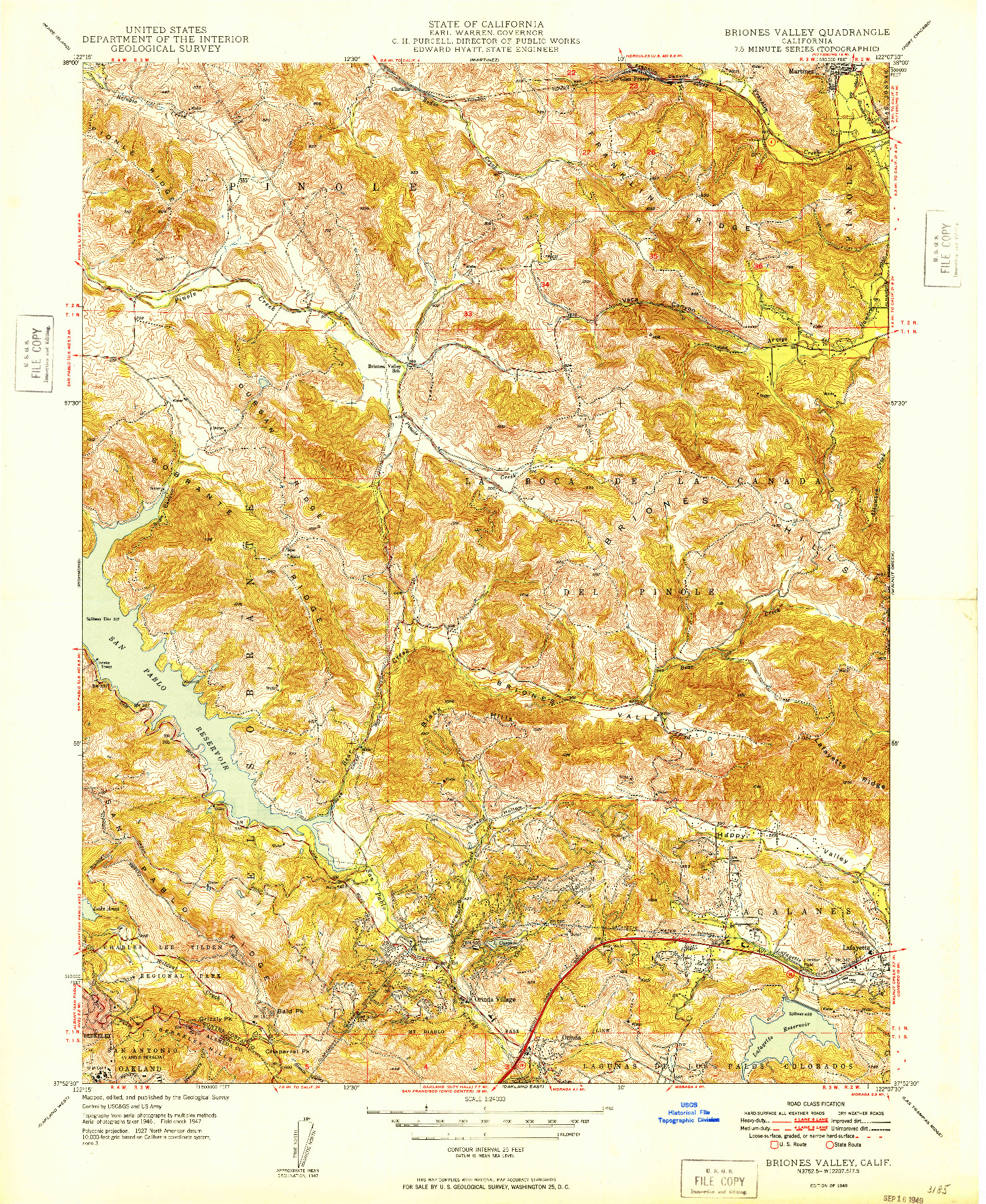 USGS 1:24000-SCALE QUADRANGLE FOR BRIONES VALLEY, CA 1949