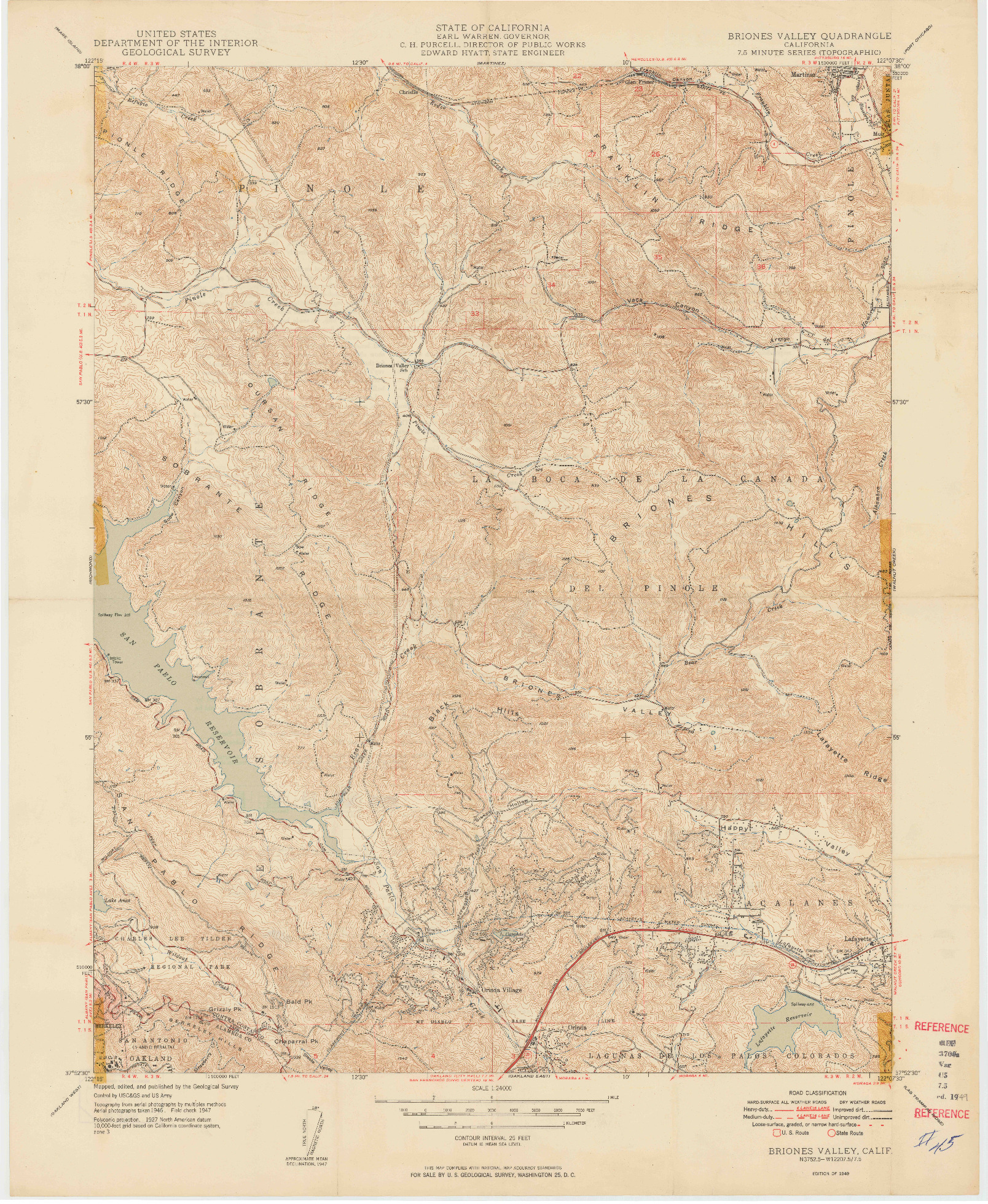 USGS 1:24000-SCALE QUADRANGLE FOR BRIONES VALLEY, CA 1949