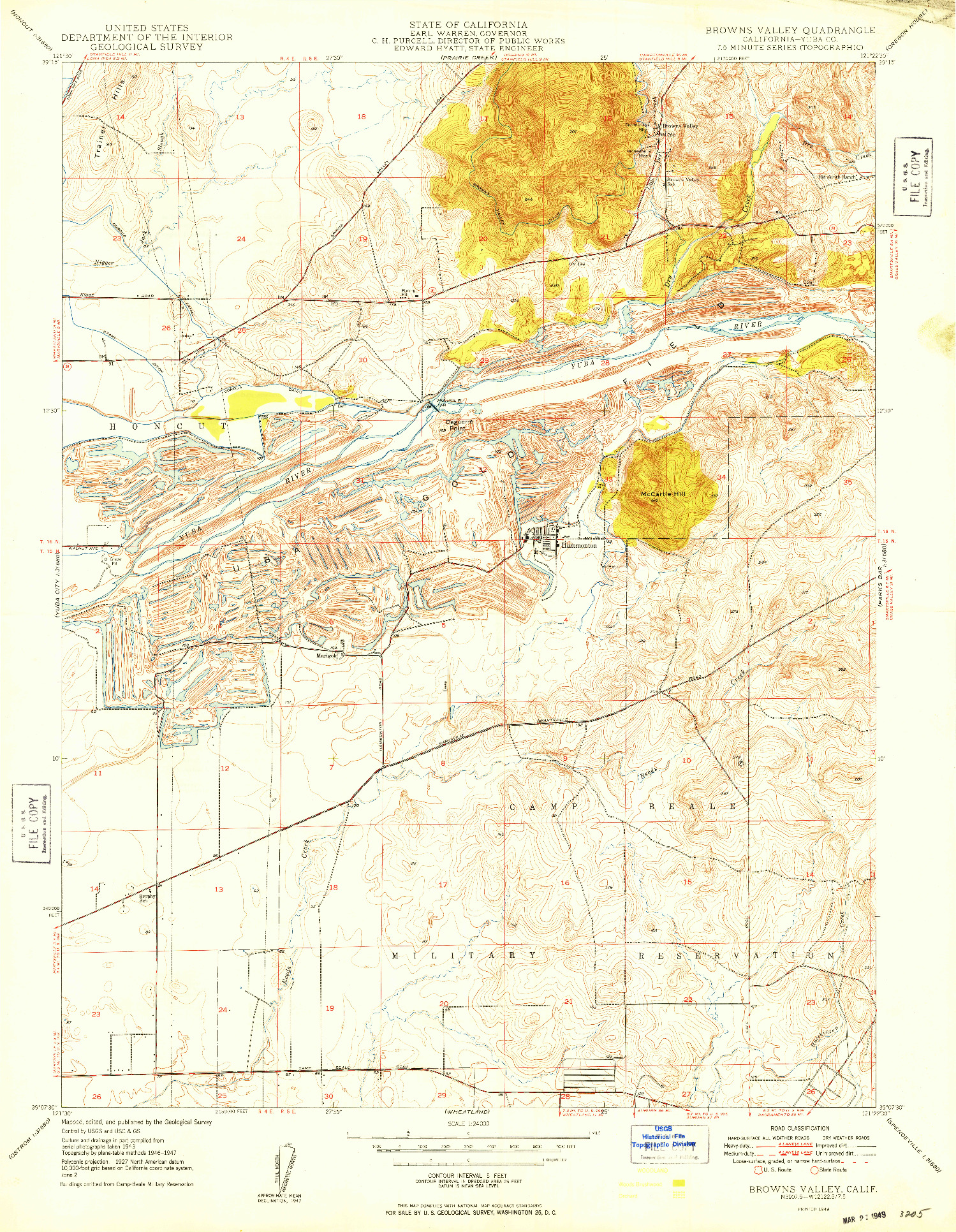 USGS 1:24000-SCALE QUADRANGLE FOR BROWNS VALLEY, CA 1949