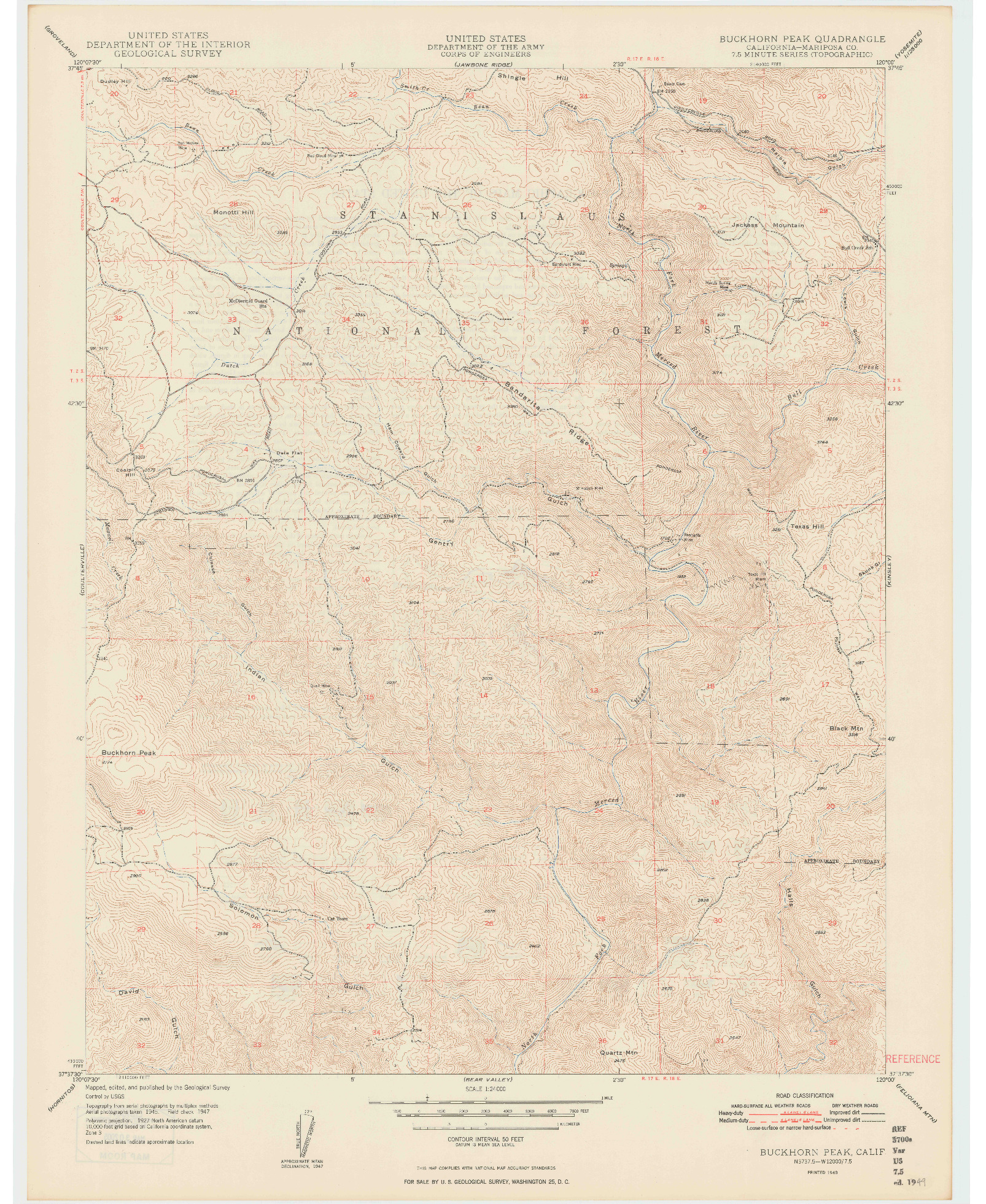 USGS 1:24000-SCALE QUADRANGLE FOR BUCKHORN PEAK, CA 1949