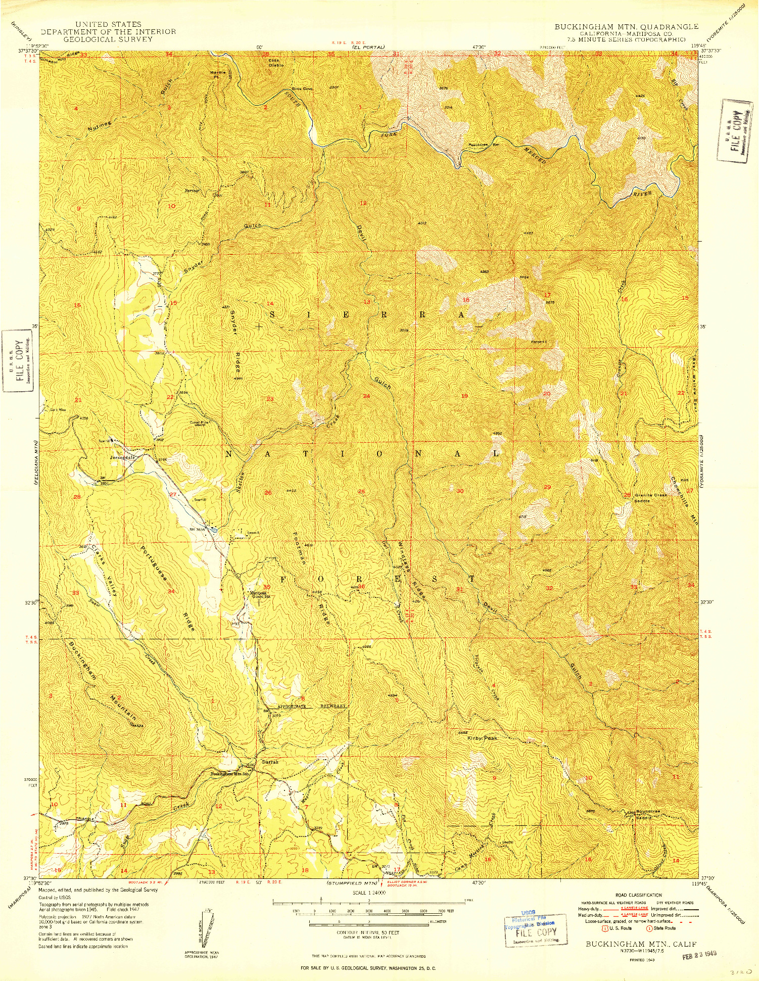 USGS 1:24000-SCALE QUADRANGLE FOR BUCKINGHAM MTN, CA 1949
