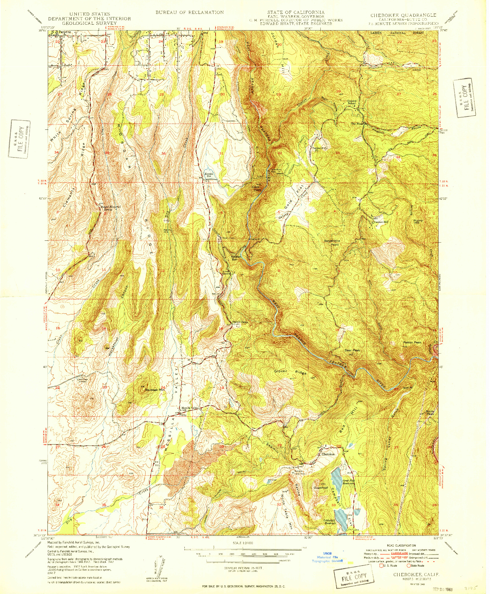 USGS 1:24000-SCALE QUADRANGLE FOR CHEROKEE, CA 1949