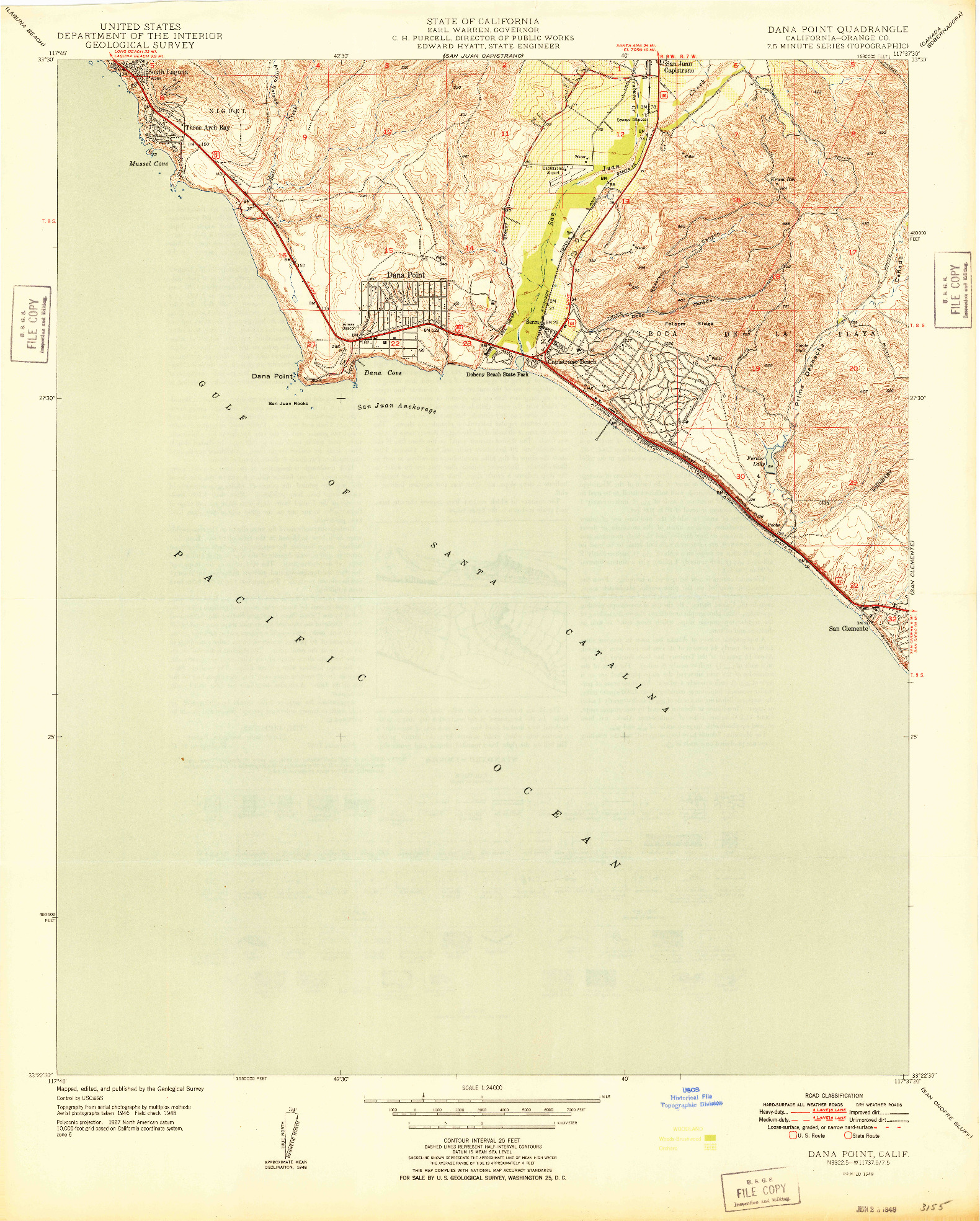 USGS 1:24000-SCALE QUADRANGLE FOR DANA POINT, CA 1949