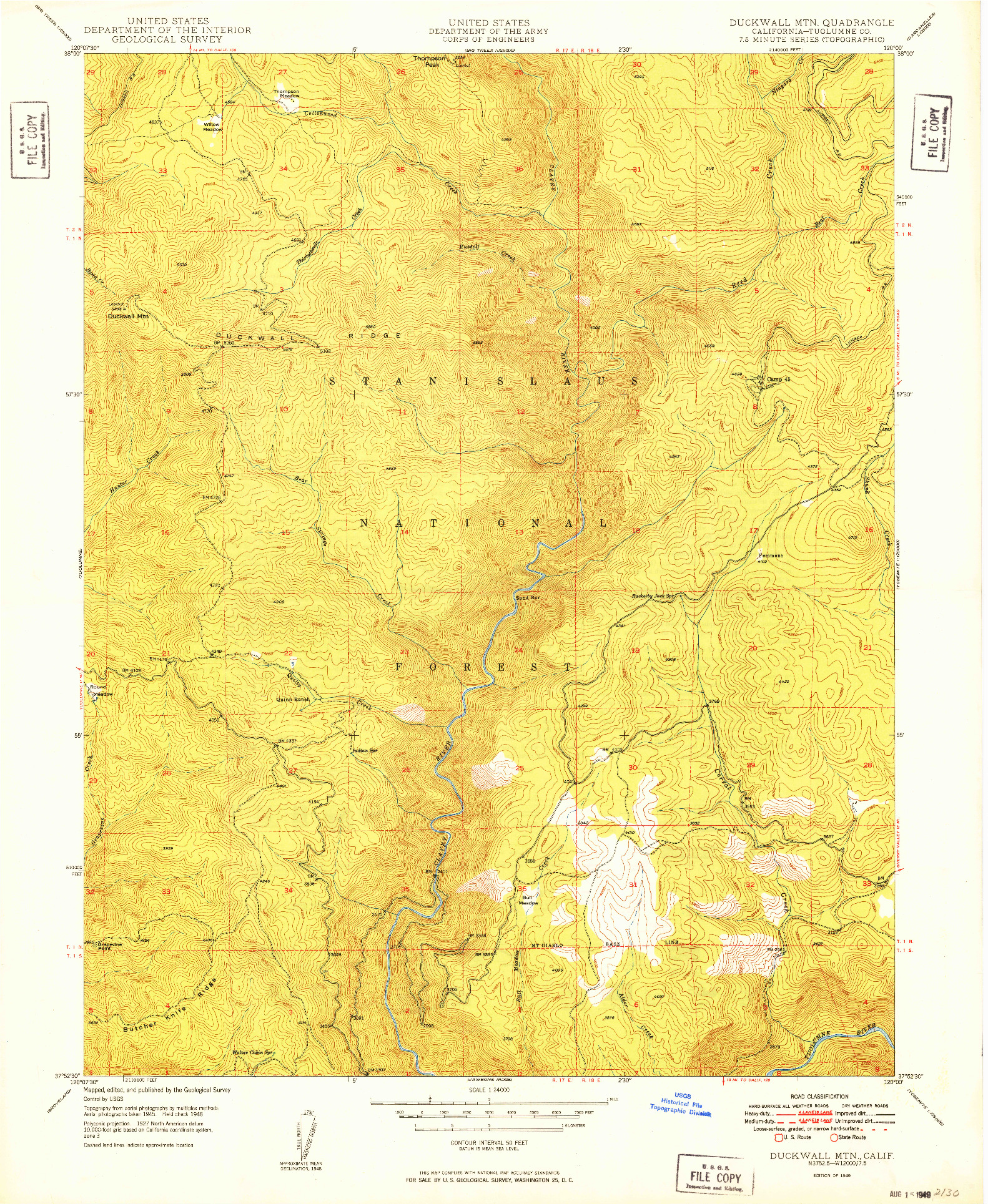 USGS 1:24000-SCALE QUADRANGLE FOR DUCKWALL MTN, CA 1949