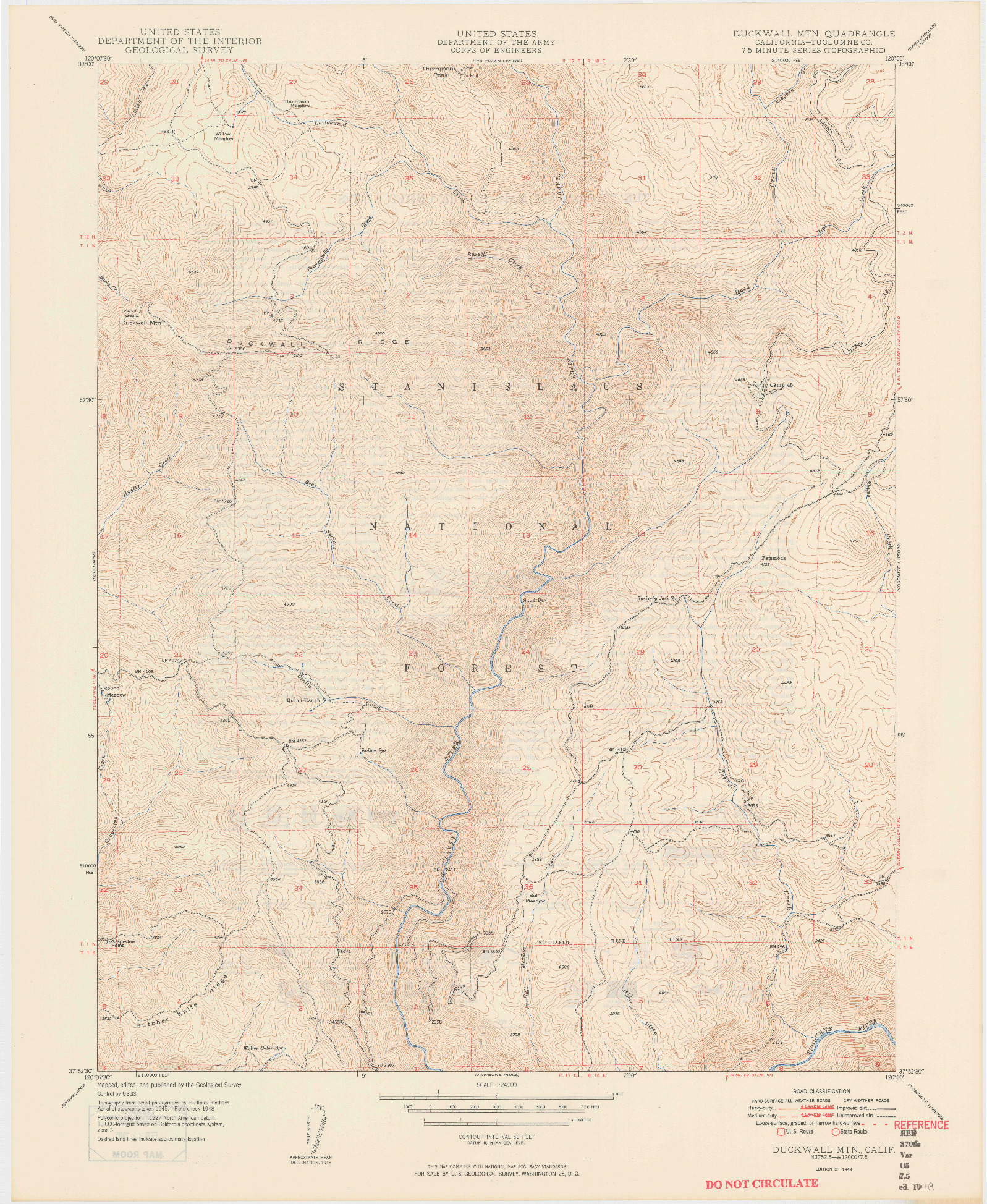 USGS 1:24000-SCALE QUADRANGLE FOR DUCKWALL MTN, CA 1949