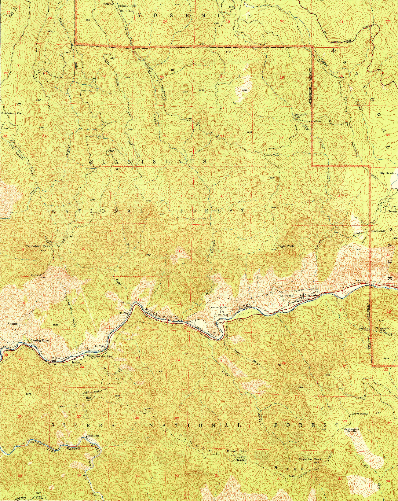 USGS 1:24000-SCALE QUADRANGLE FOR EL PORTAL, CA 1949