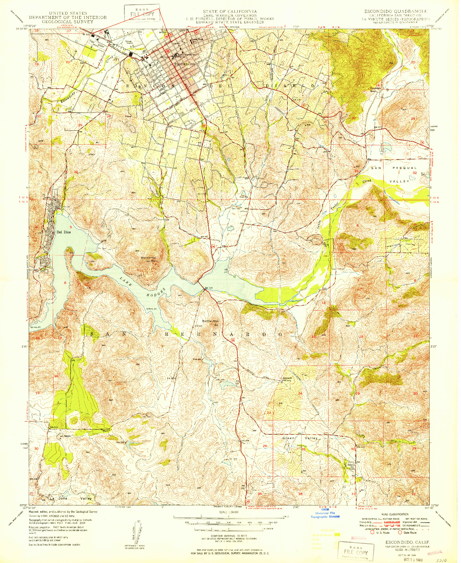 USGS 1:24000-SCALE QUADRANGLE FOR ESCONDIDO, CA 1949