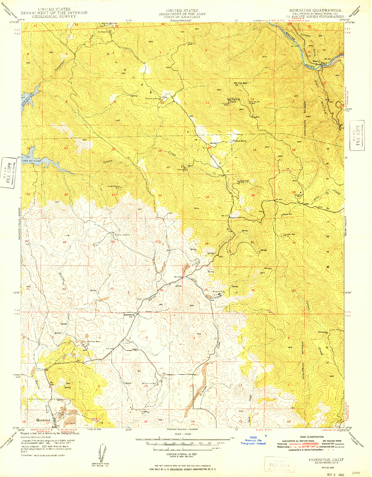 USGS 1:24000-SCALE QUADRANGLE FOR HORNITOS, CA 1949