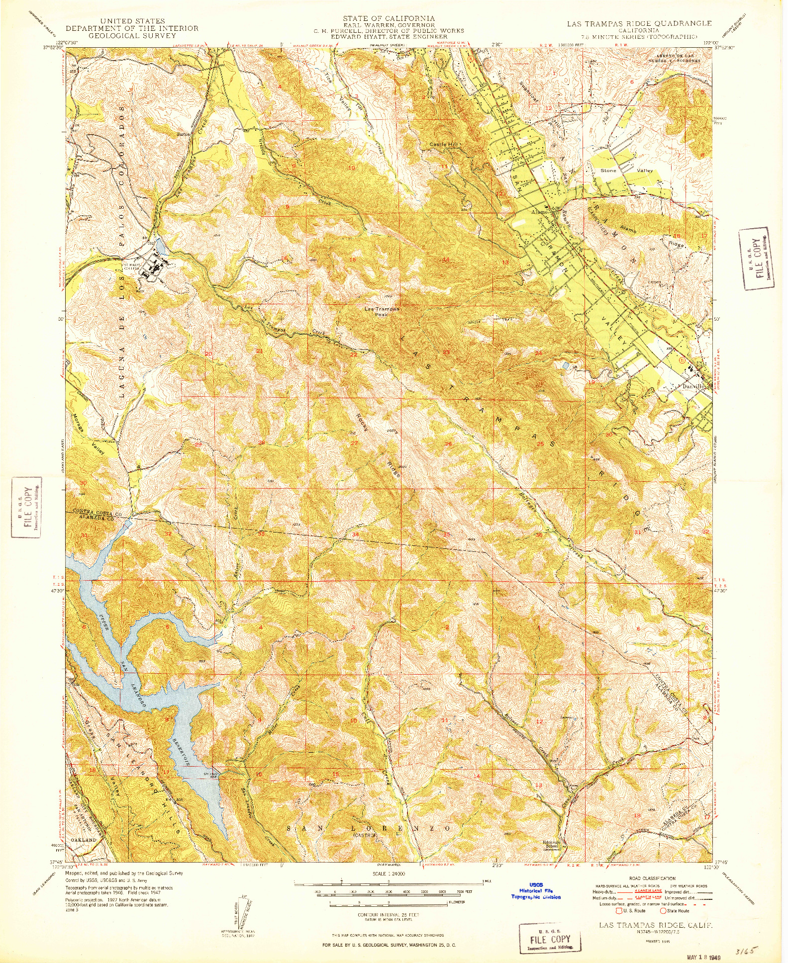 USGS 1:24000-SCALE QUADRANGLE FOR LAS TRAMPAS RIDGE, CA 1949