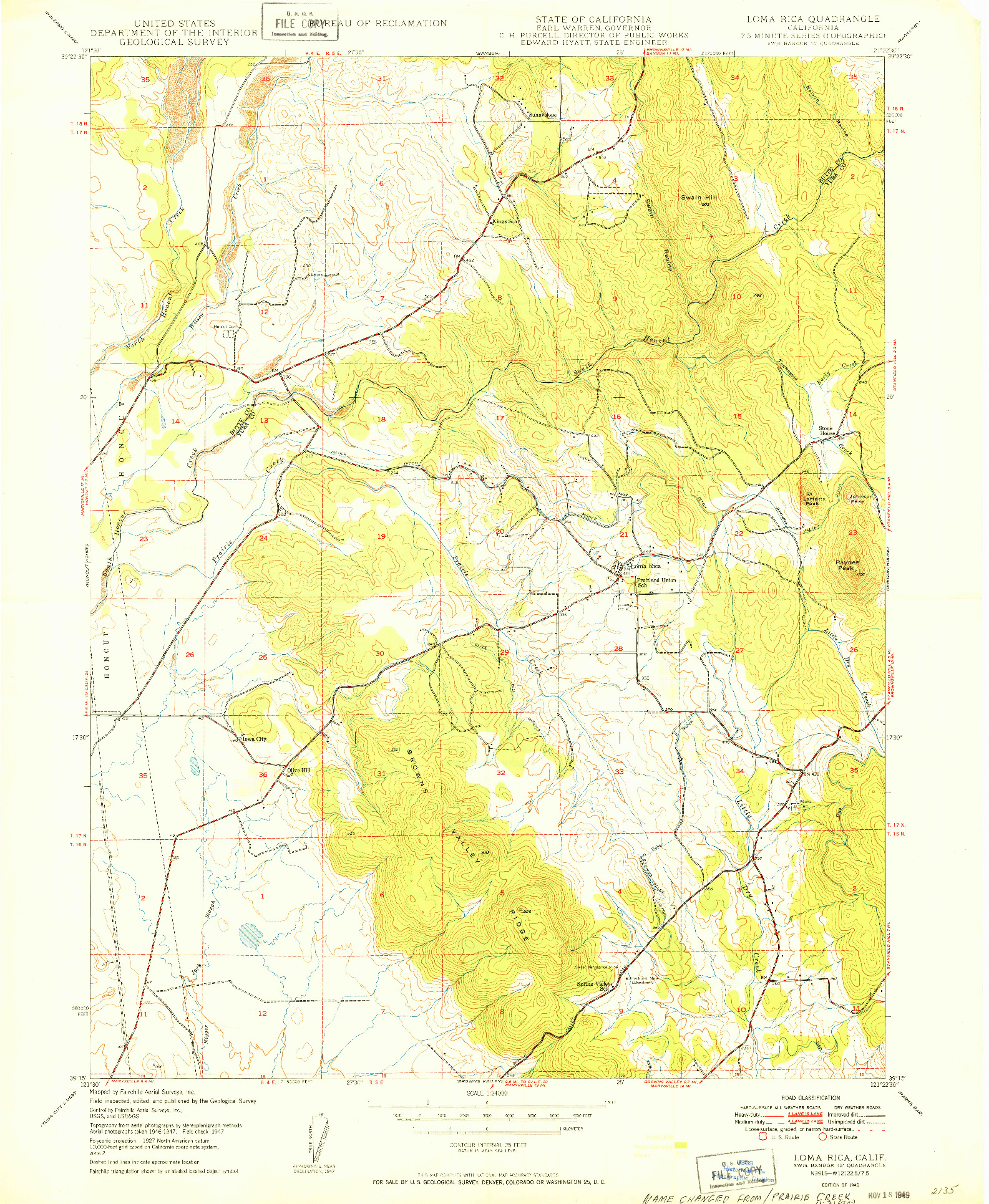 USGS 1:24000-SCALE QUADRANGLE FOR LOMA RICA, CA 1949